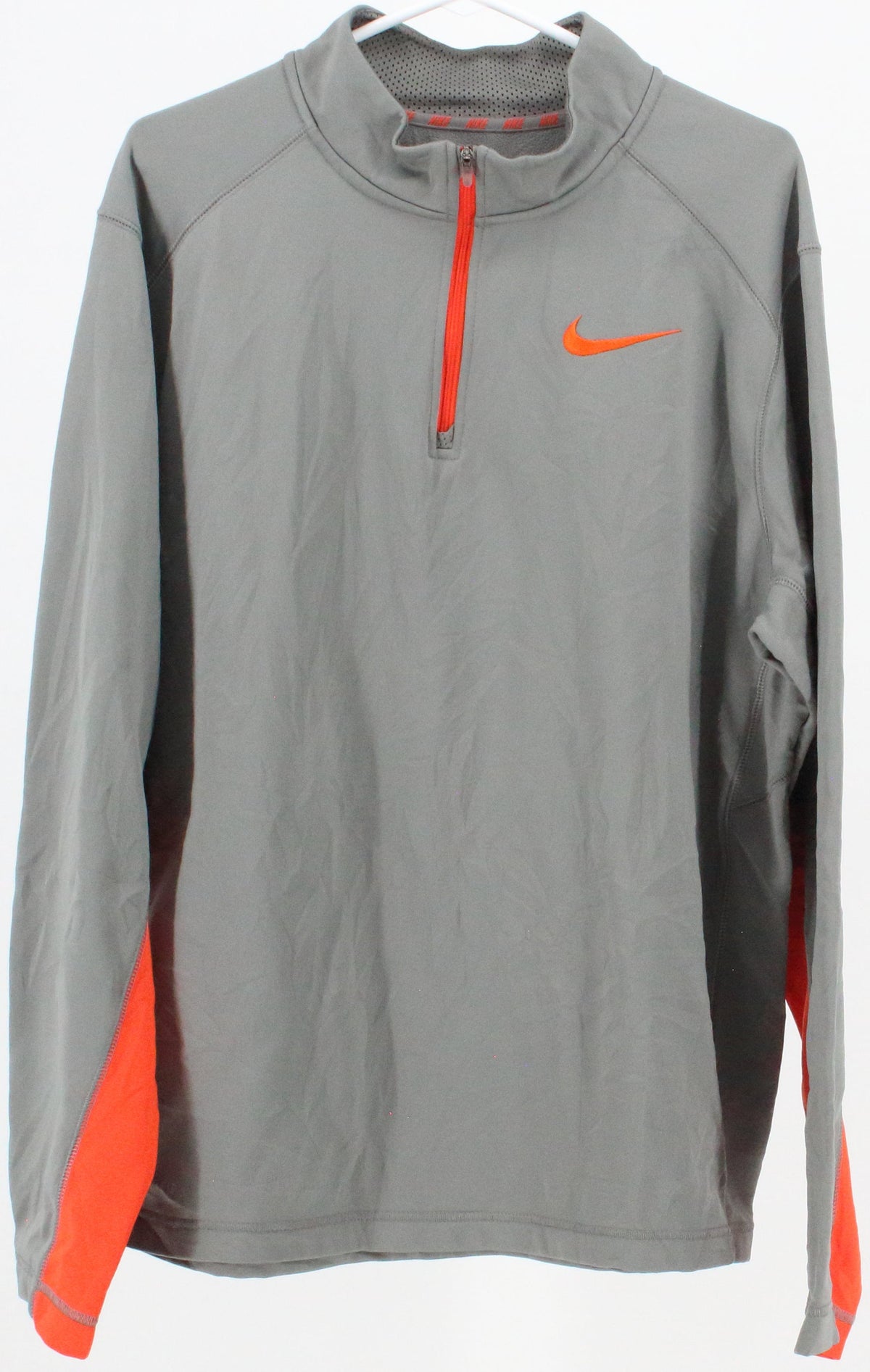 Nike Therma-Fit Grey and Orange Half Zip Long Sleeve T-Shirt