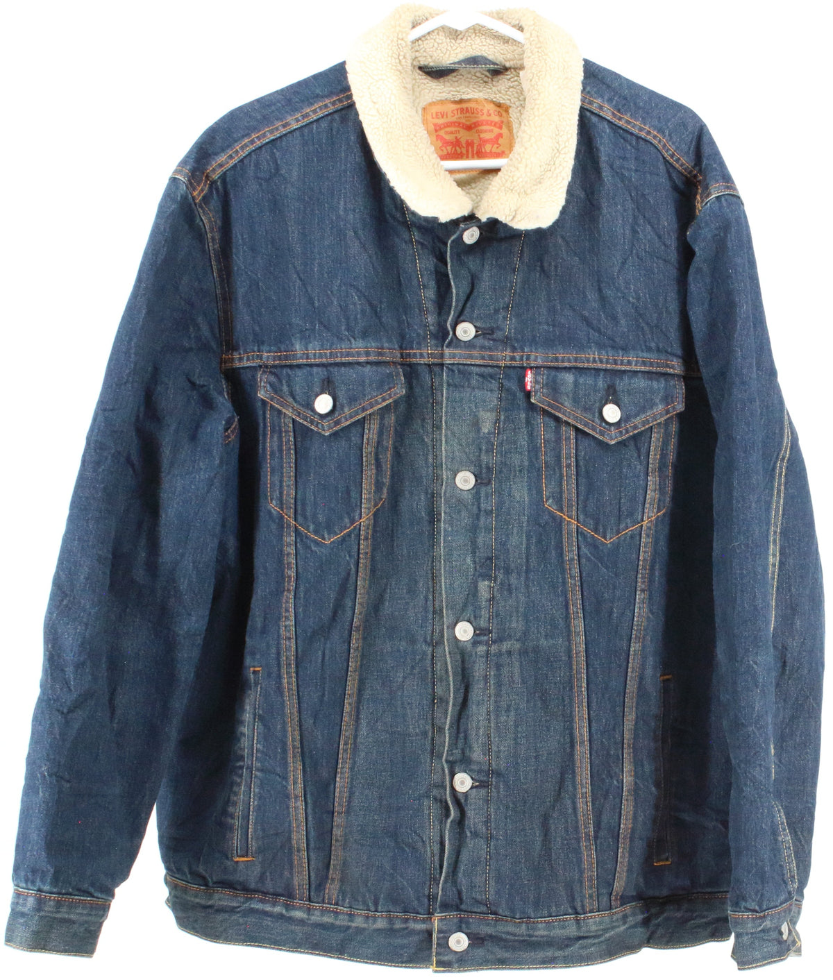 Levis Dark Blue Wash Sherpa Lined Men's Denim Jacket