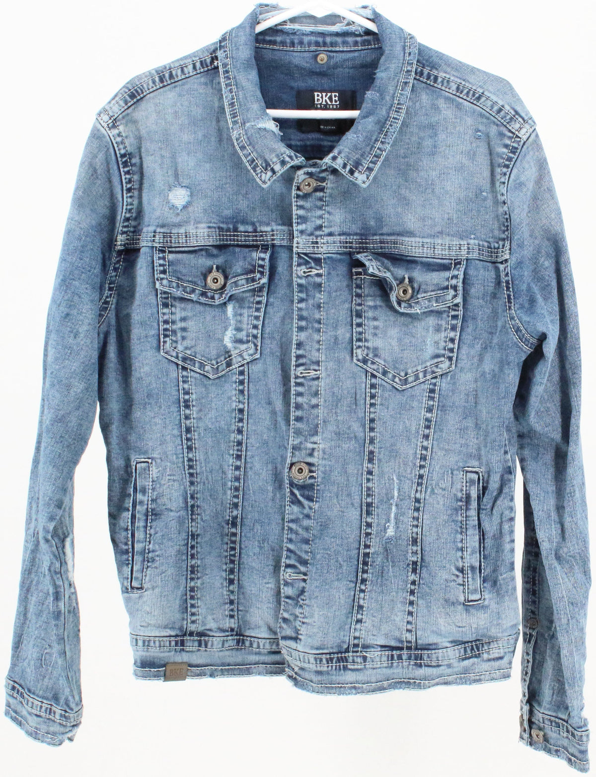 BKE Blue Distressed Denim Jacket