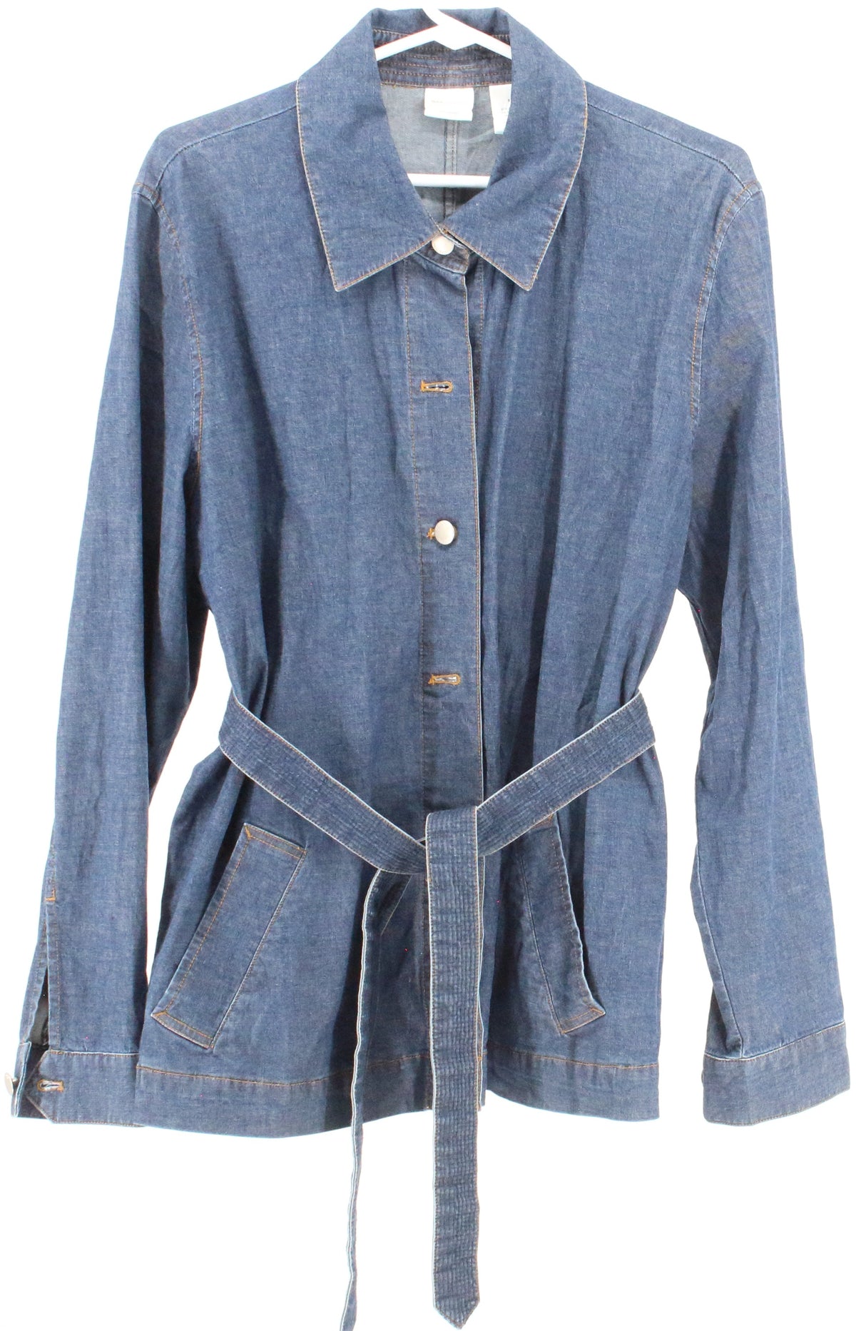 Isaac Mizrahi Waist Tie Blue Wash Denim Jacket