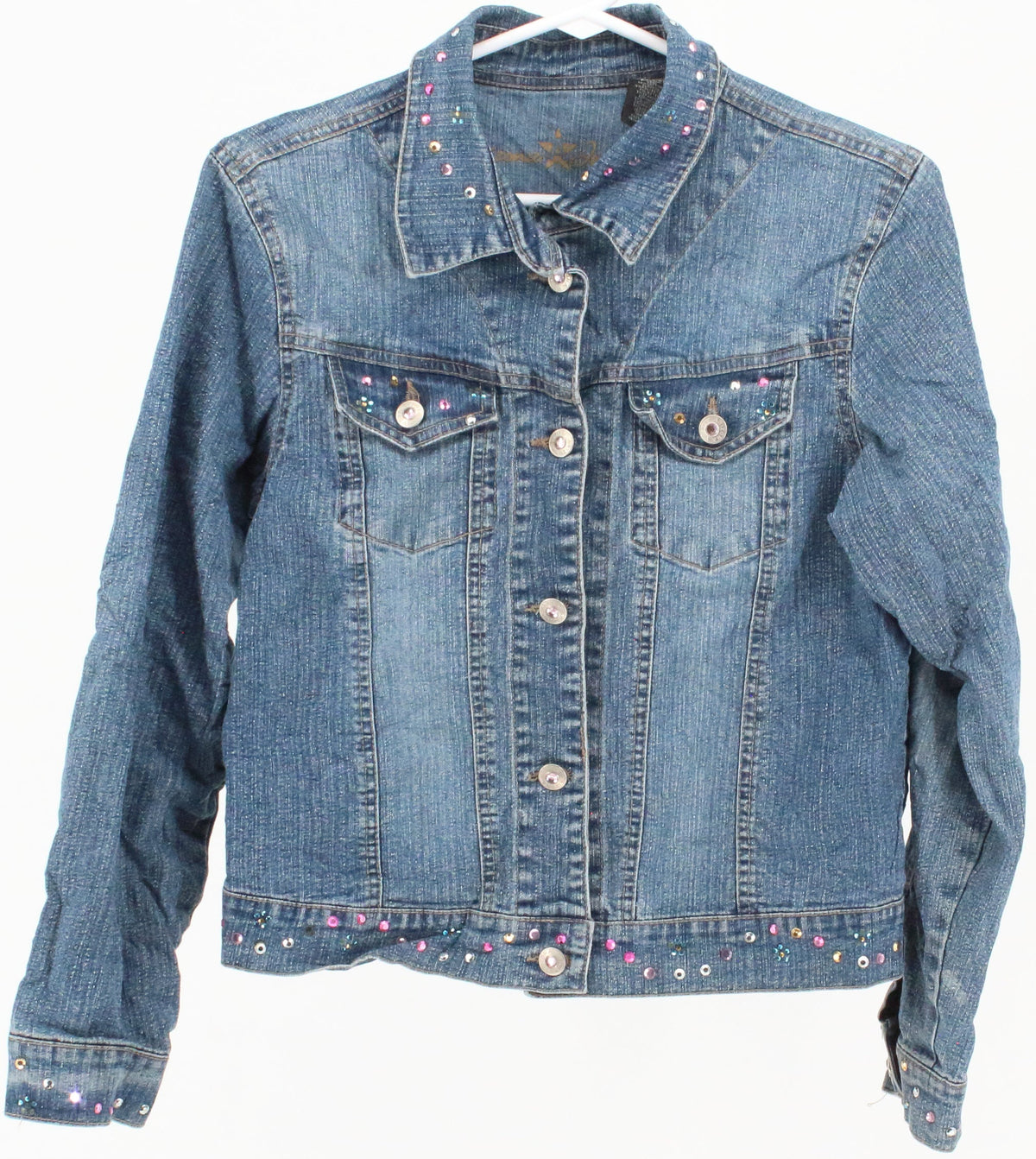 Arizona Jean Co. Blue Denim Jacket With Colorful Strass