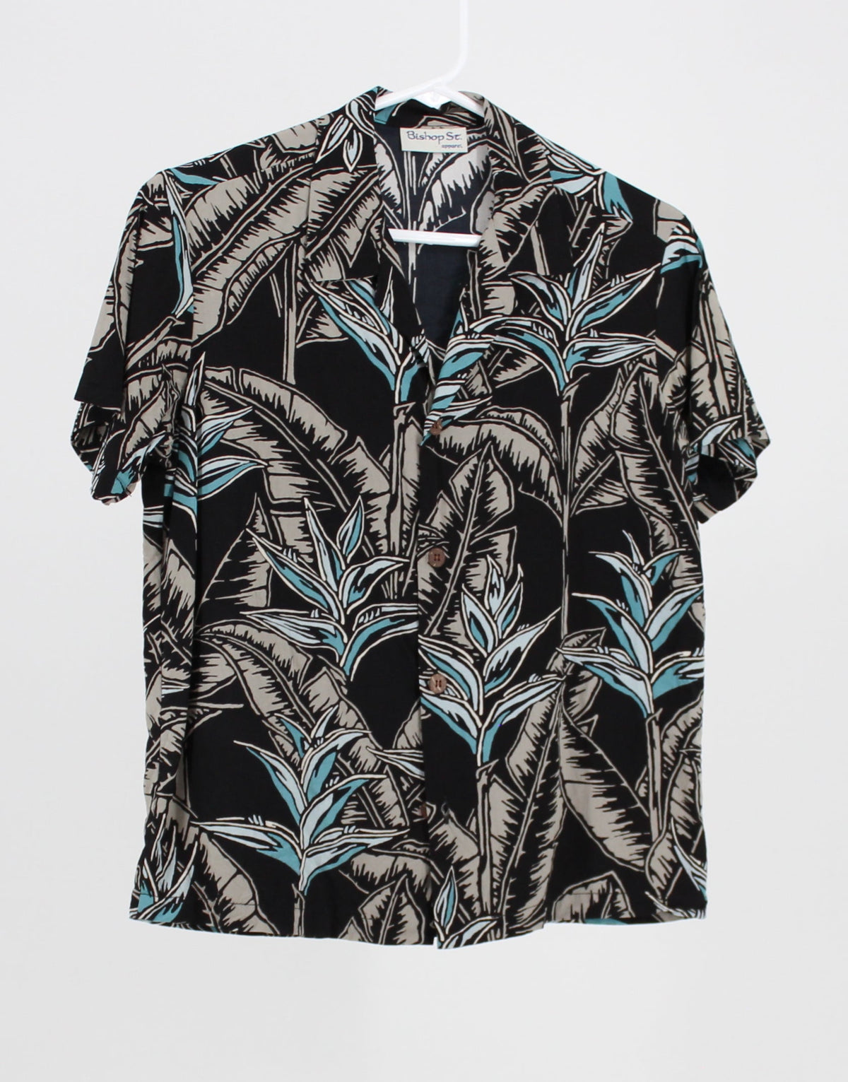Bishop St. Apparel multi colour palm trees printed short sleeve button up shirt