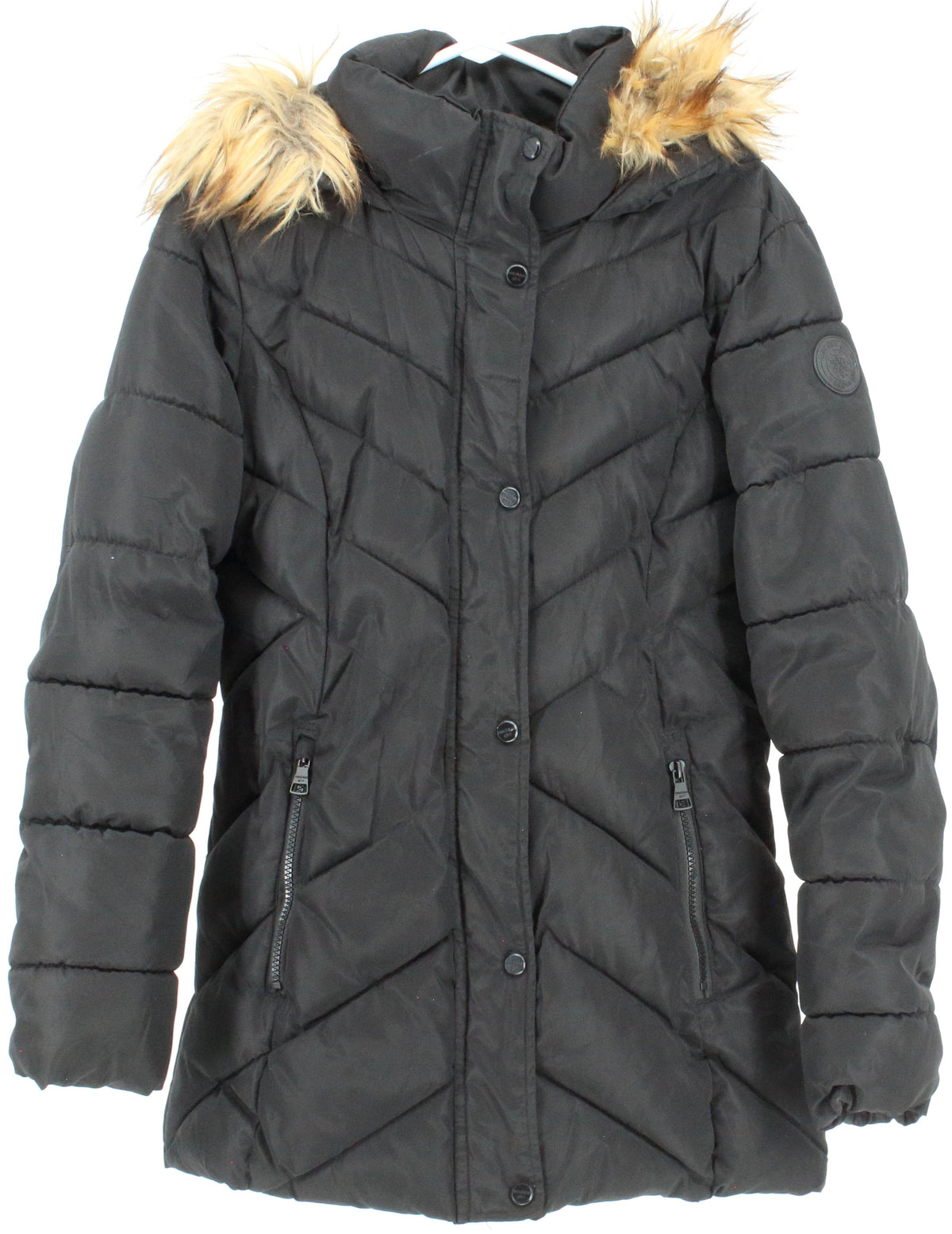 Madden Girl Black Hooded Mid Jacket