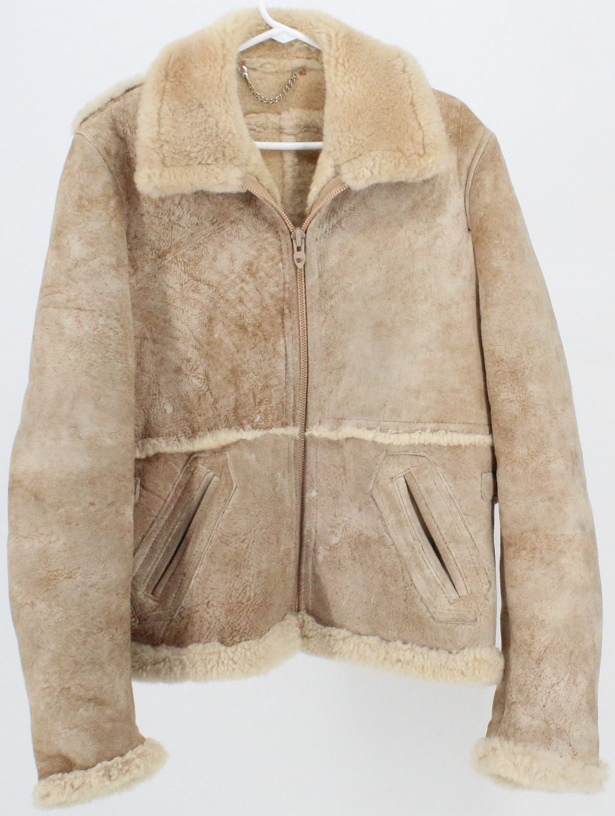 Nordstrom Beige Women's Leather Jacket With Fur Inner Lining