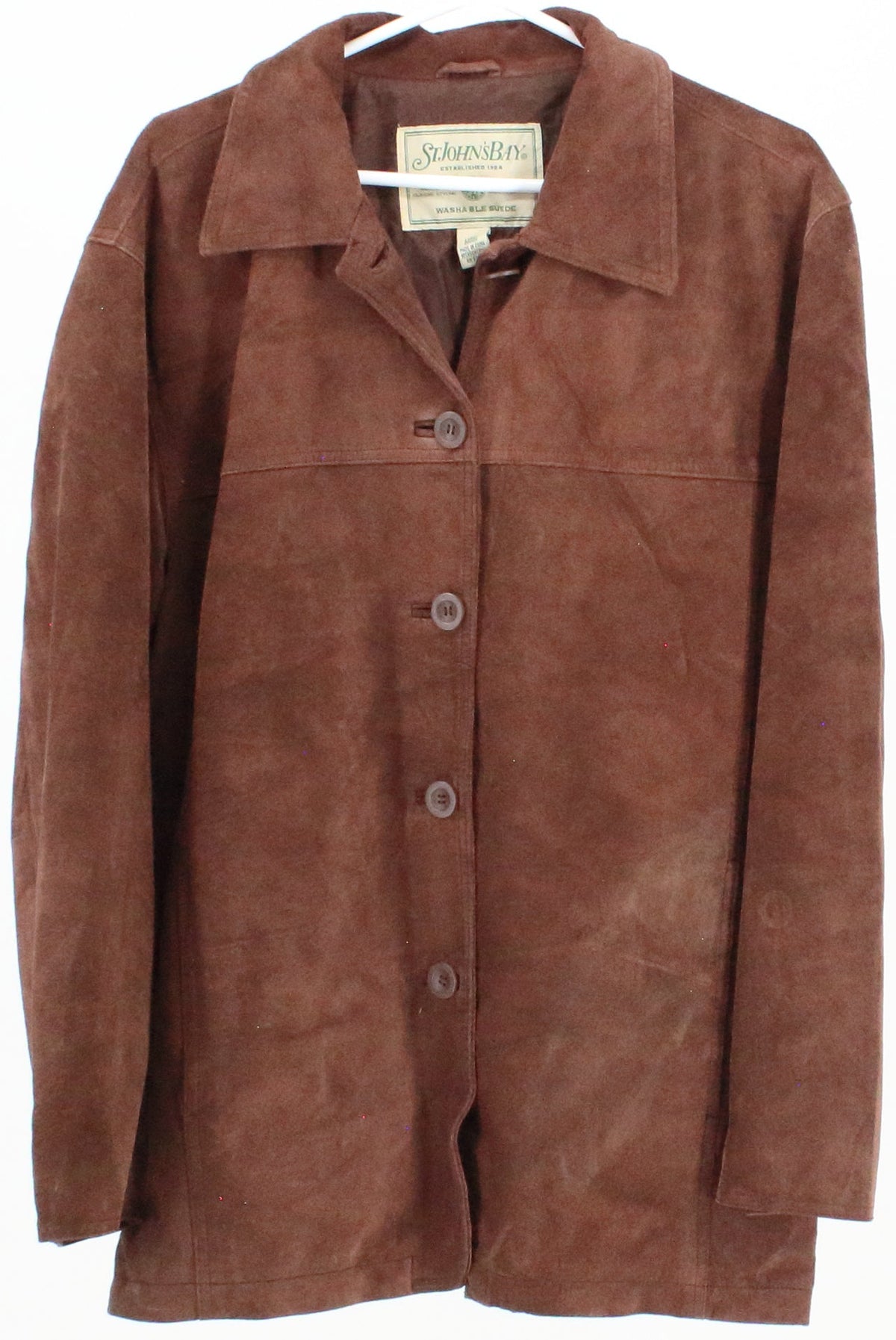St. John's Bay Women's Brown Leather Jacket Washable Suede