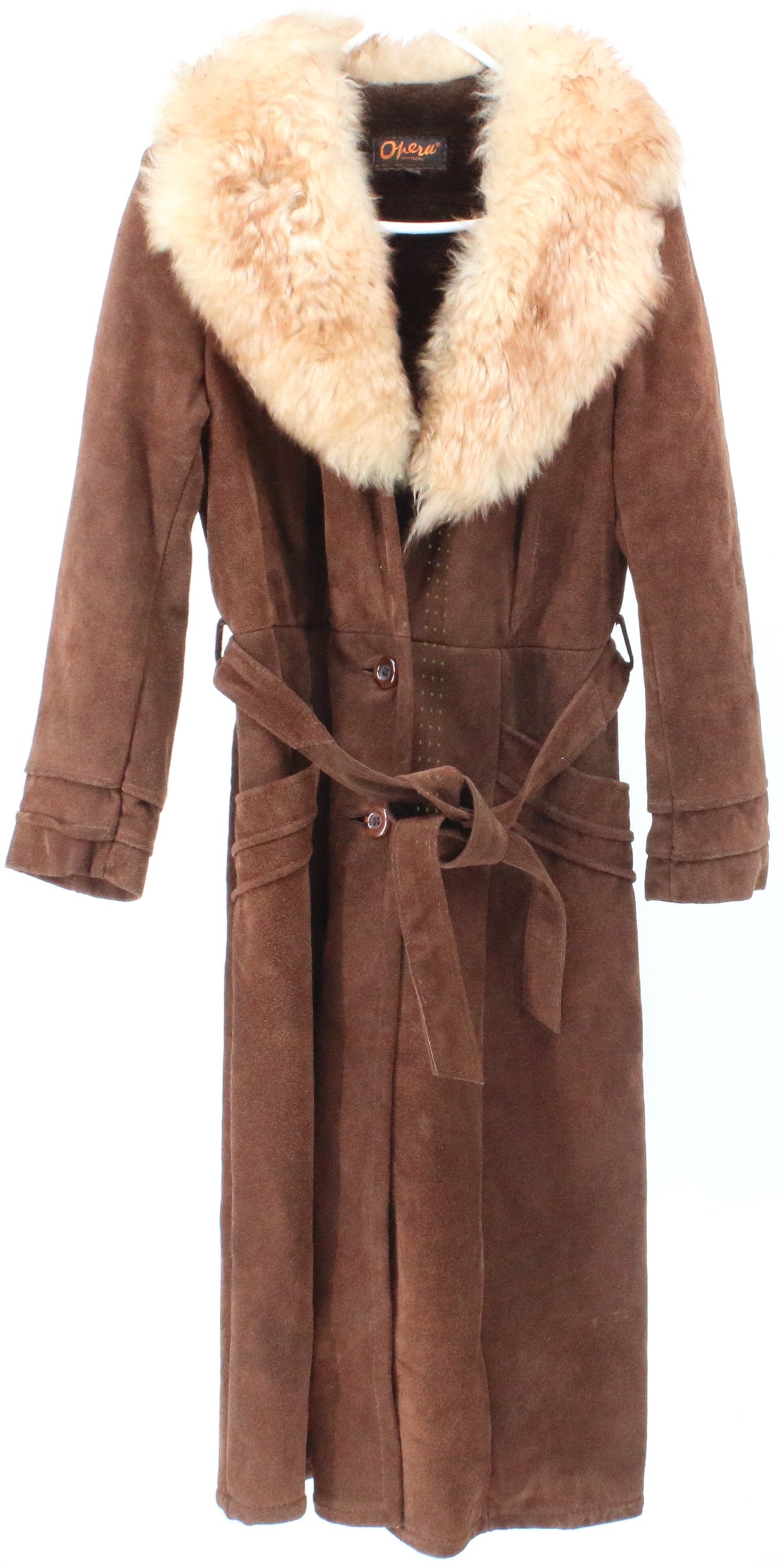 Opera Women's Brown Leather Coat With Fur & Quilt Inner Lining