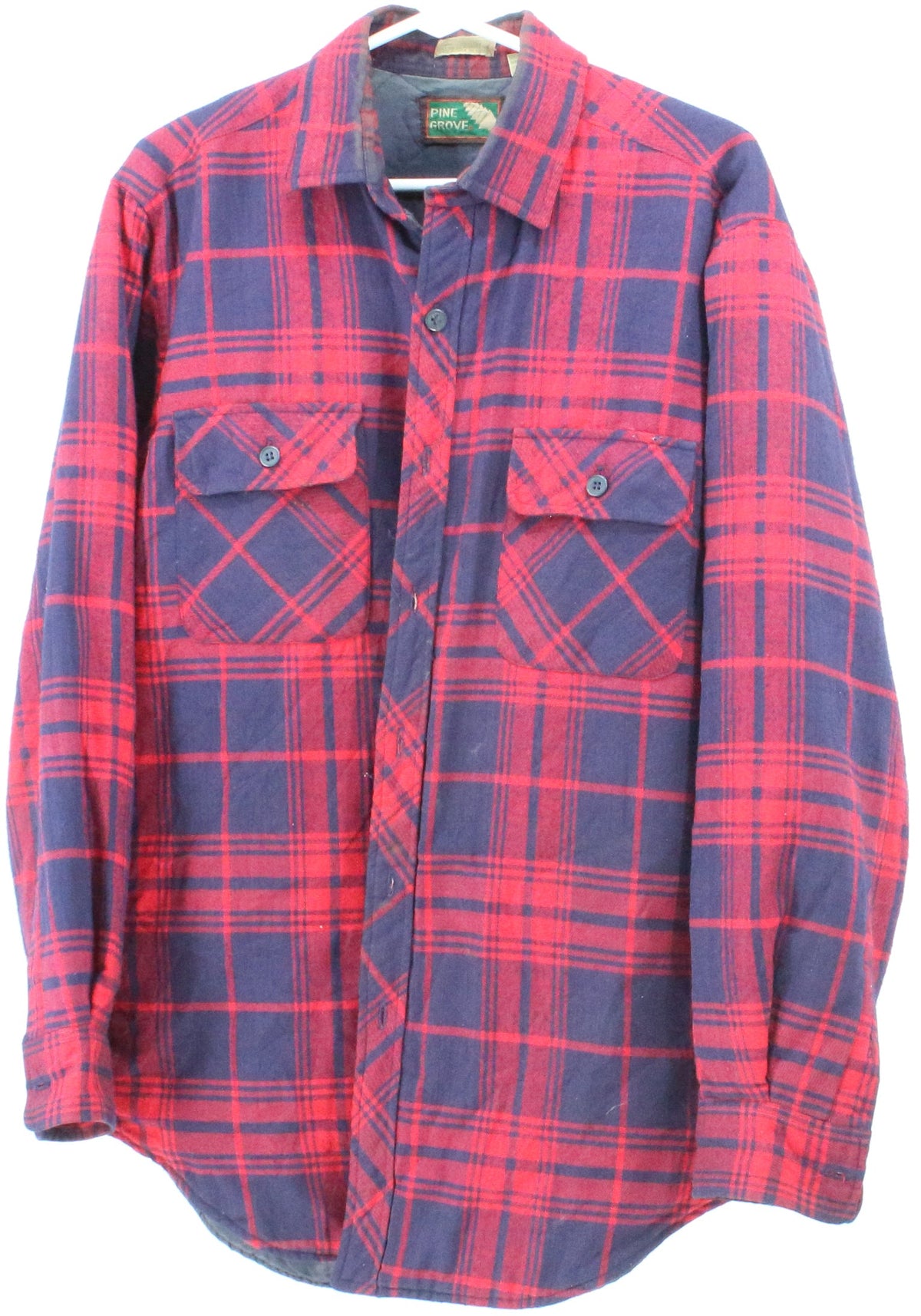 Pine Grove Red and Blue Plaid Flannel Shirt With Quilt Lining
