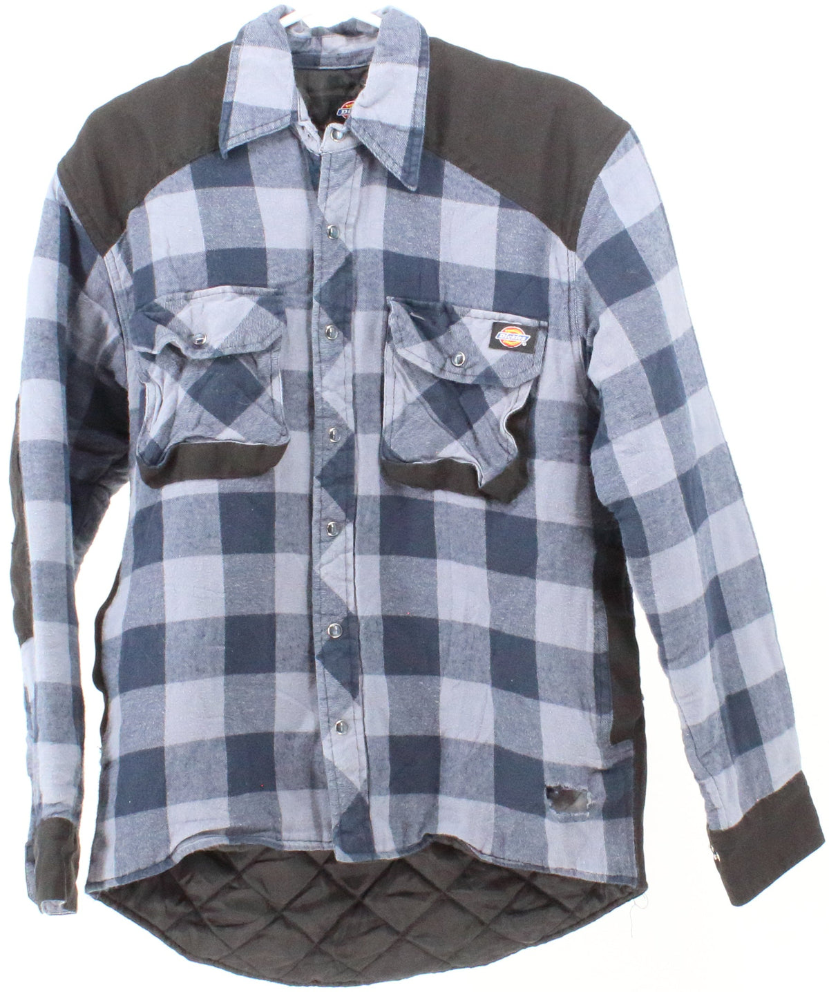Dickies Blue Checkered Shirt With Black Patches