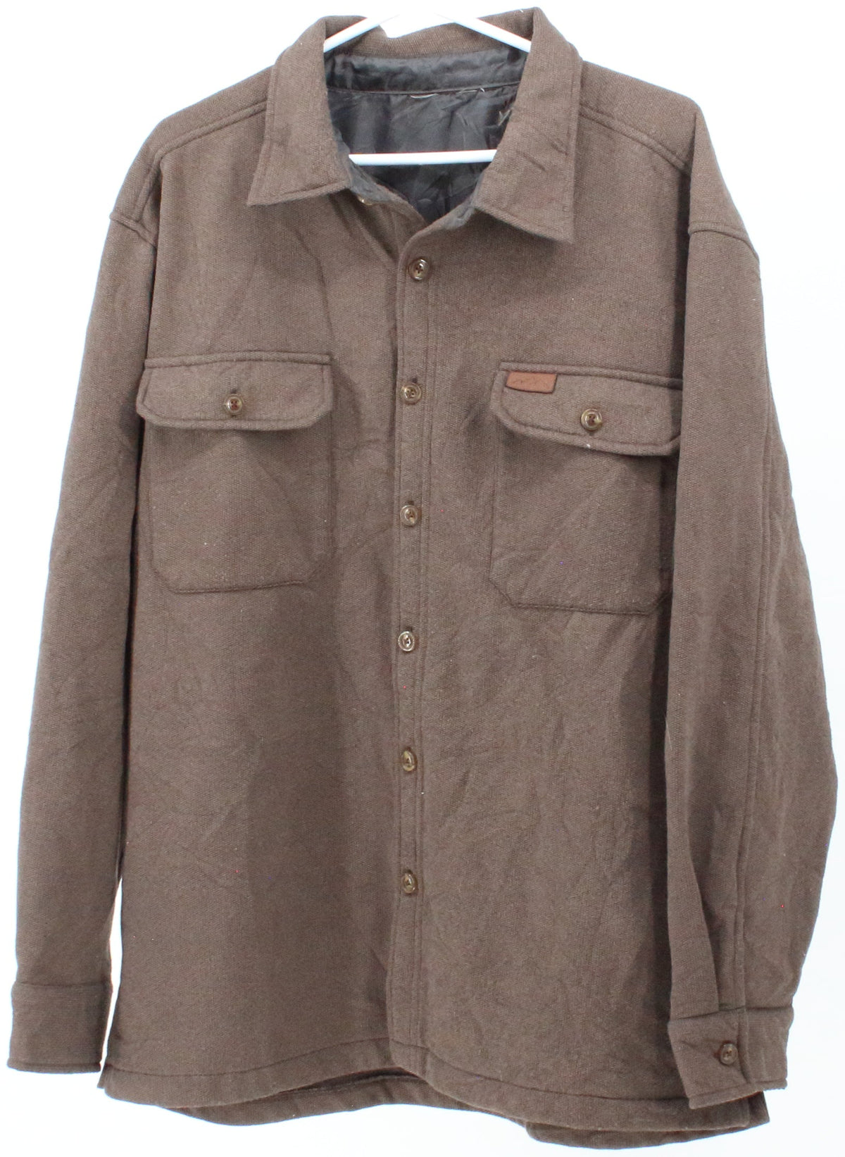 Brown Textured Shirt With Fleece Lining