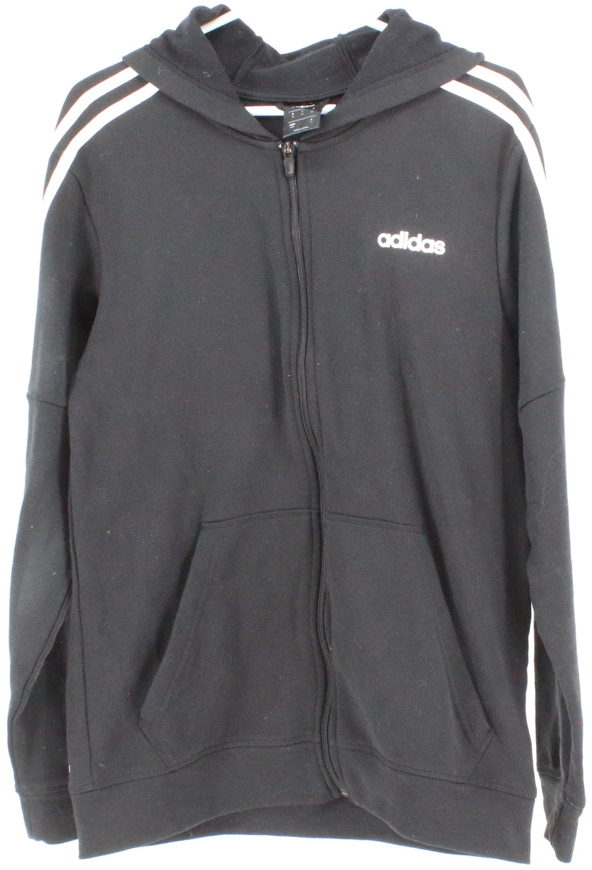Adidas Black Hooded Sweatshirt With Striped Sleeves