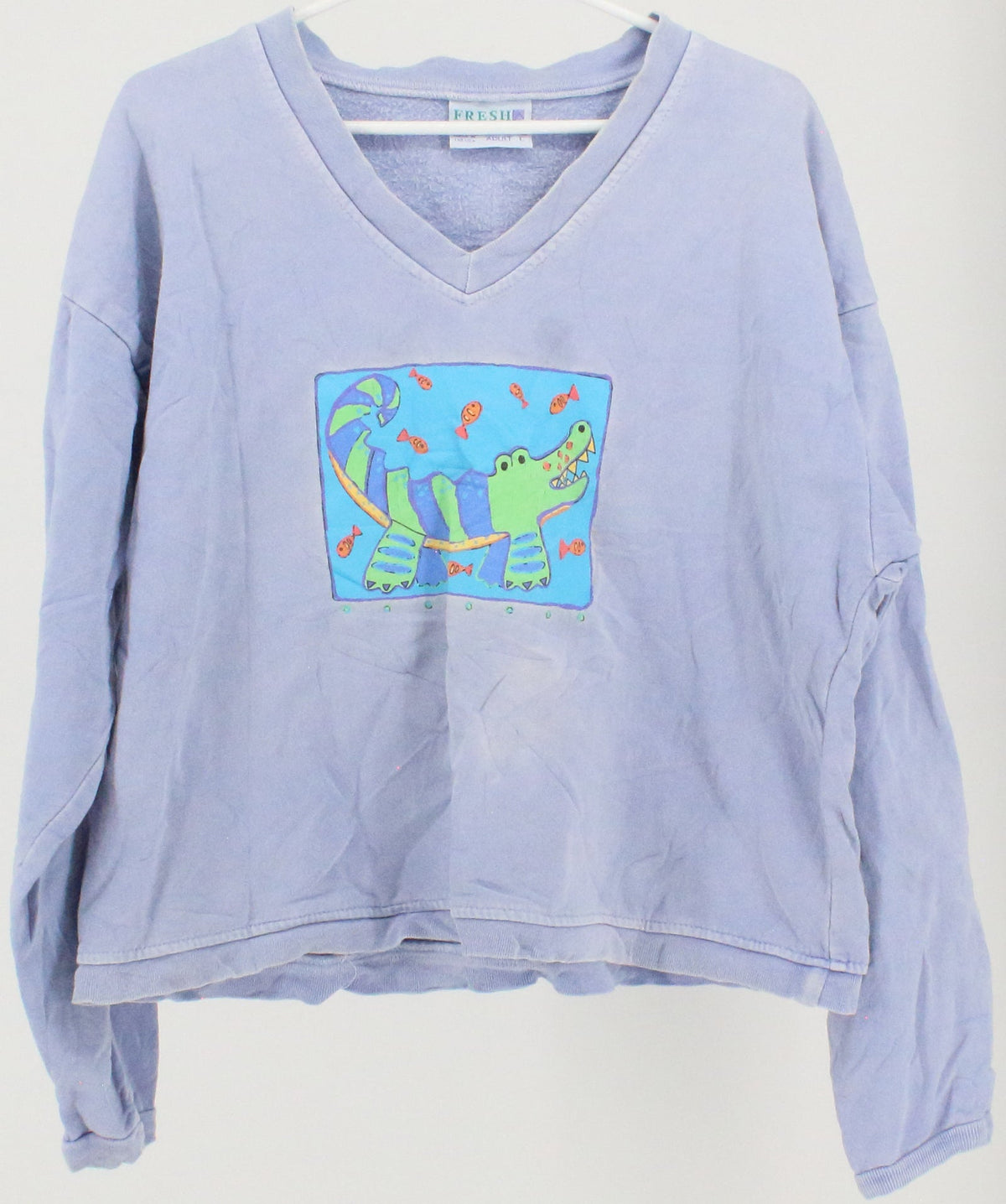 Fresh Produce Front Print V Neck Lilac Sweatshirt