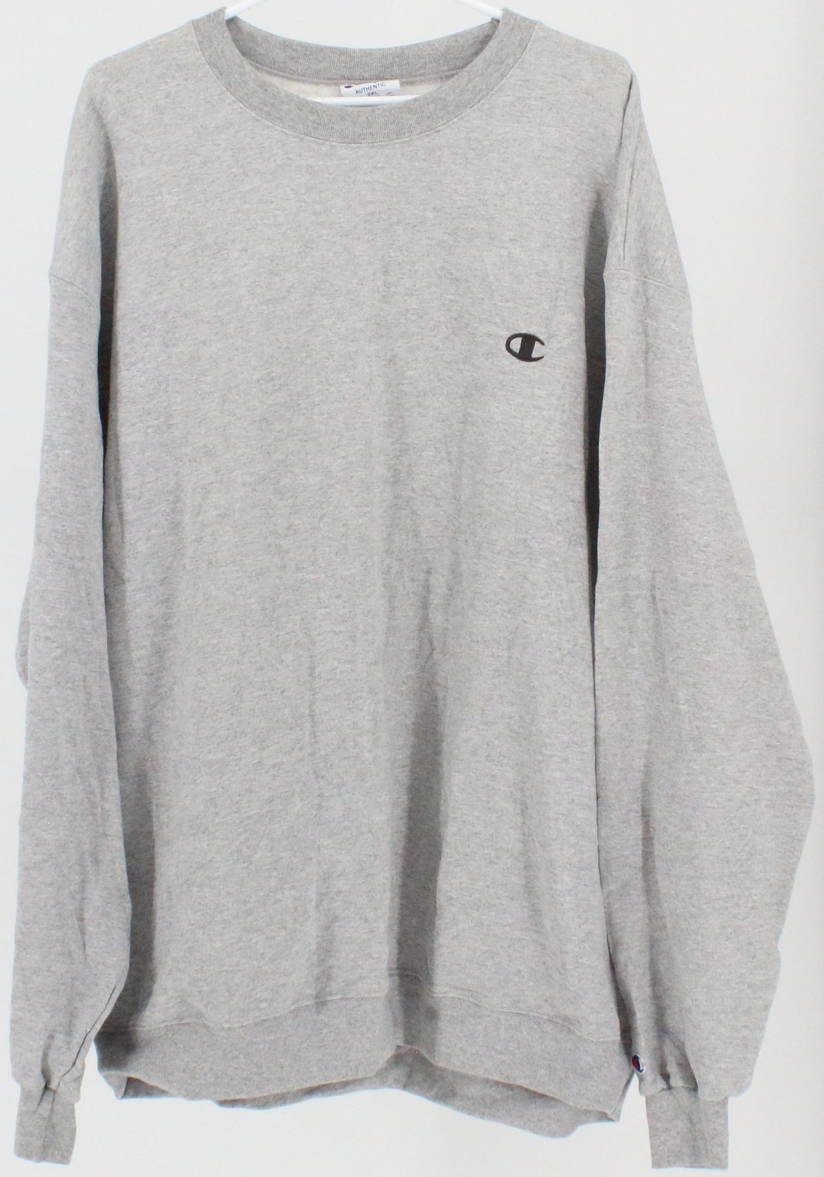 Champion Grey Sweatshirt With Small Black Embroidered Front Logo