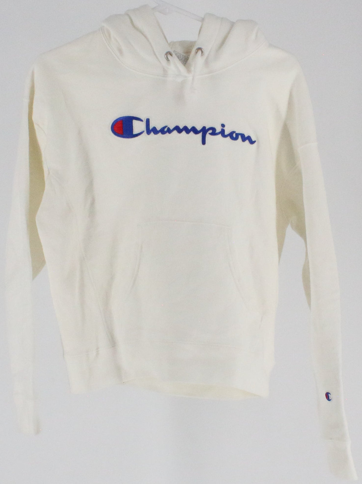 Champion Off White Hooded Sweatshirt With Embroidery Logo