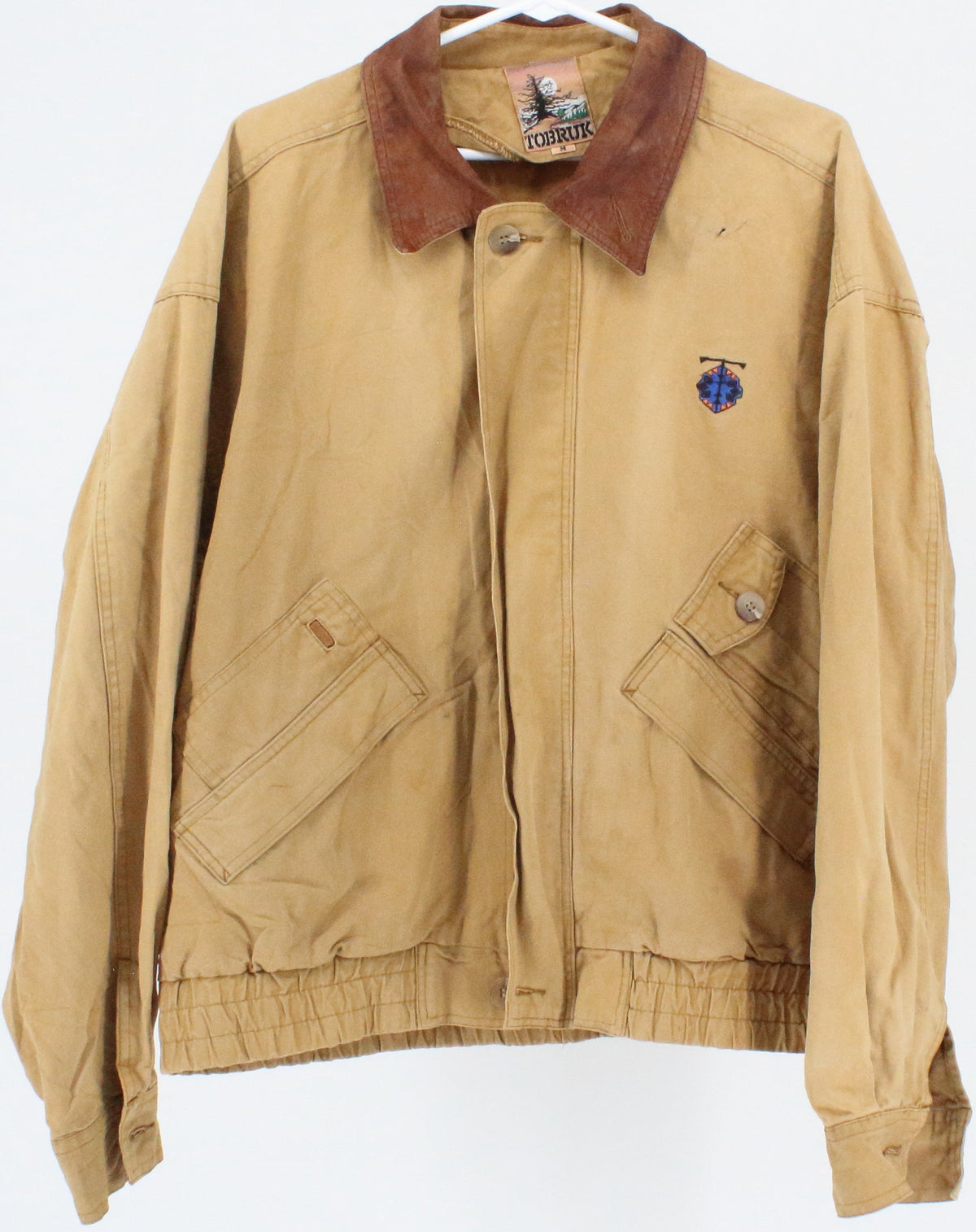 Tobruk Camel Jacket With Brown Leather Collar