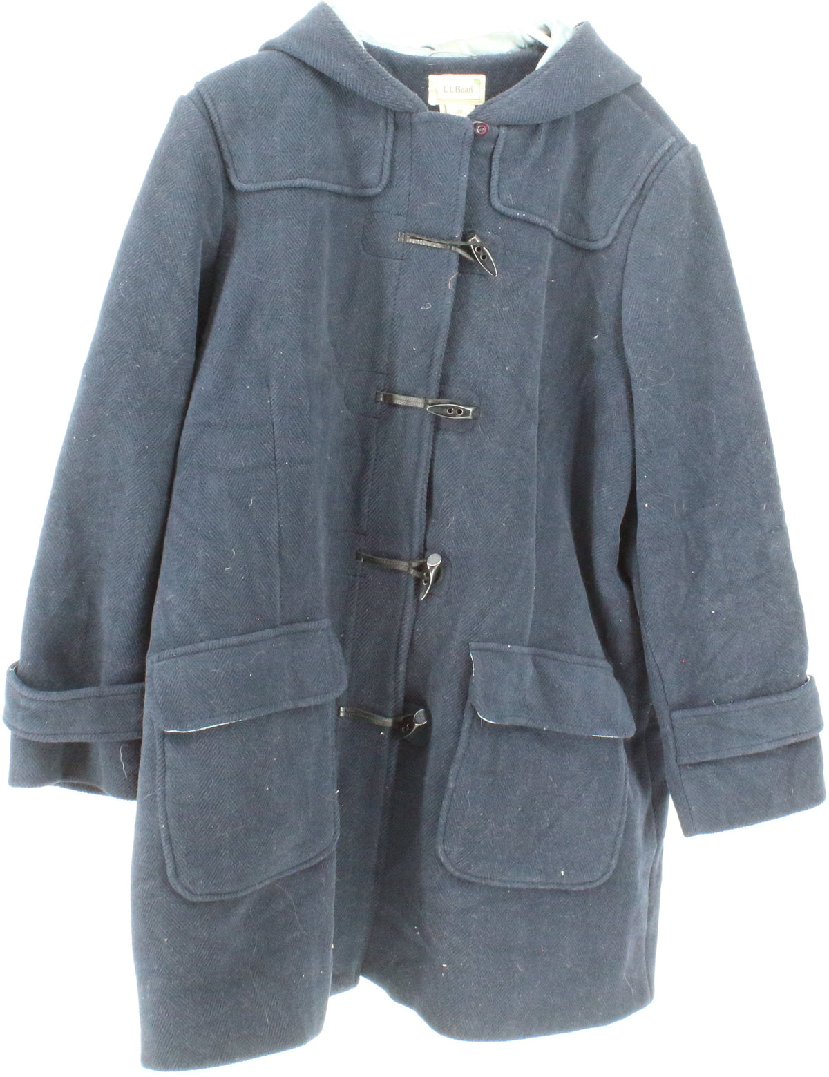 L.L.Bean Navy Blue Hooded Women's Wool Coat