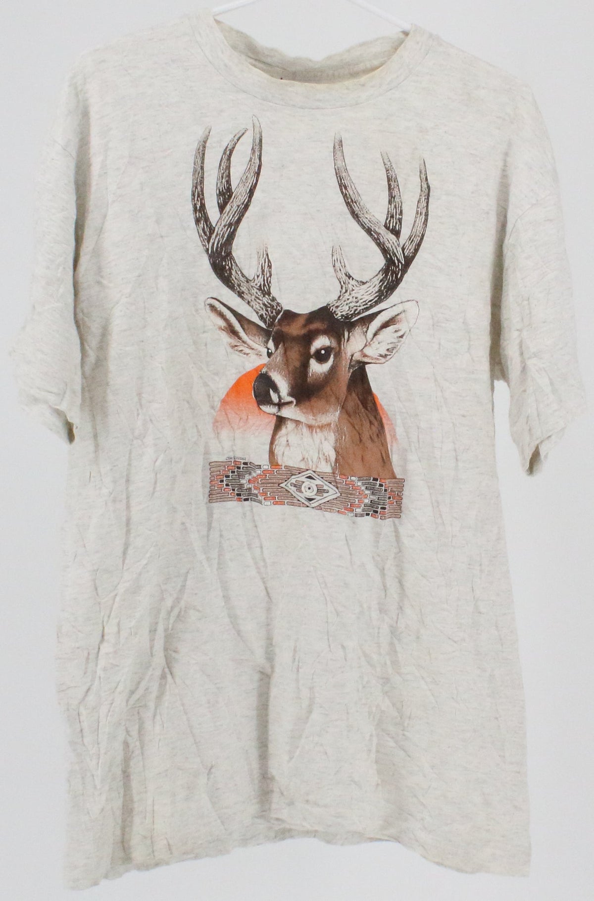 Volunteer Deer Print Grey Melange T-Shirt