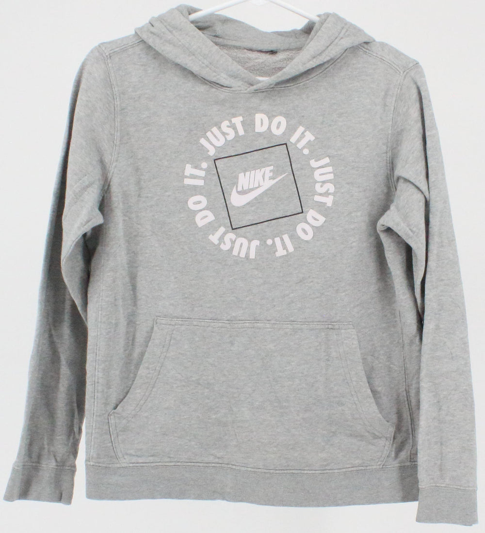 Nike Just Do It Front Print Grey Hooded Children's Sweatshirt