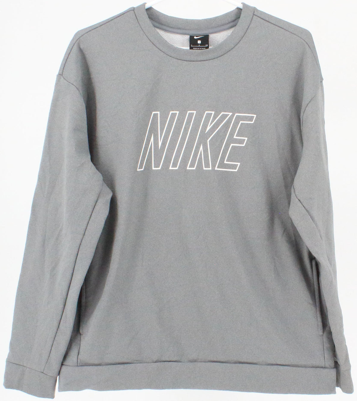 Nike Grey Sweatshirt With Front Logo and Side Pockets