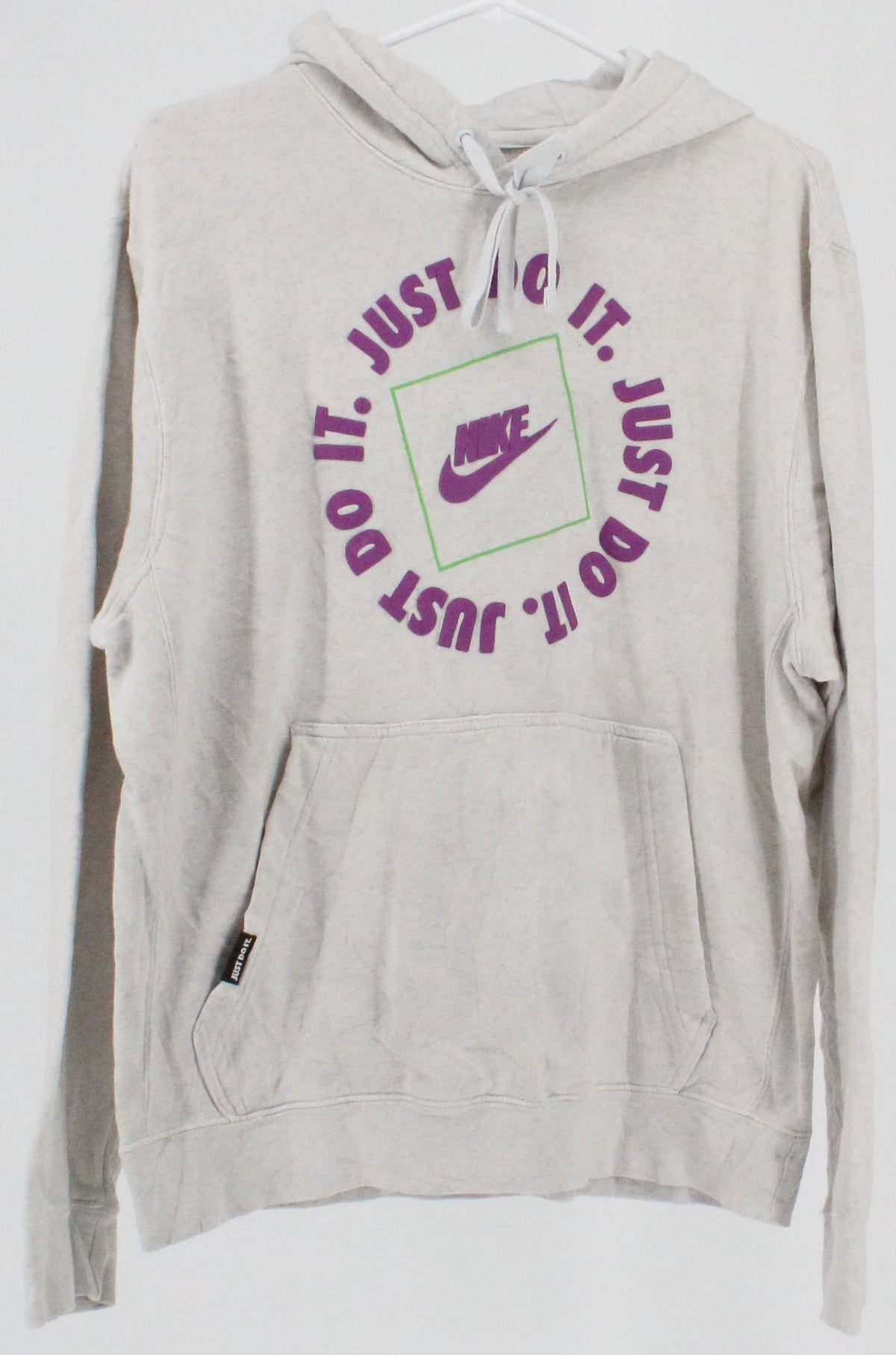 Nike Just Do It Grey Melange With Purple Front Print Hooded Sweatshirt