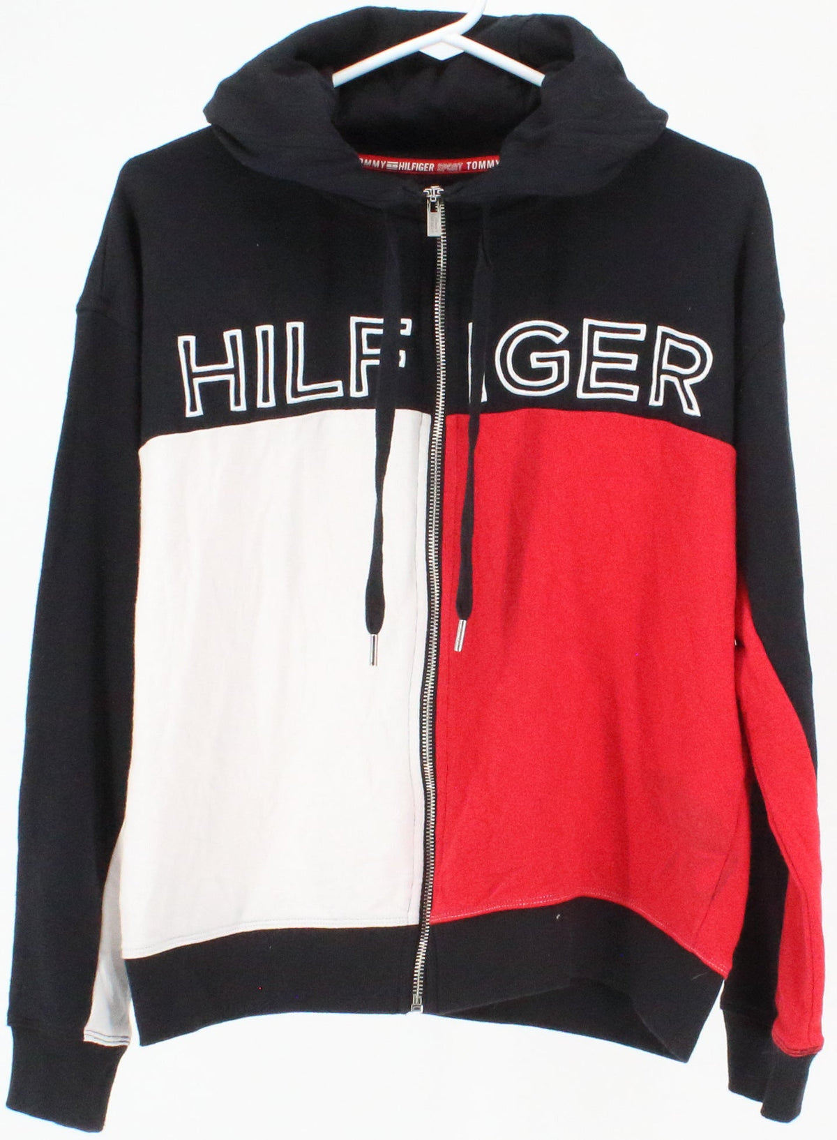 Tommy Hilfiger Black White and Red Full Zip Hooded Sweatshirt