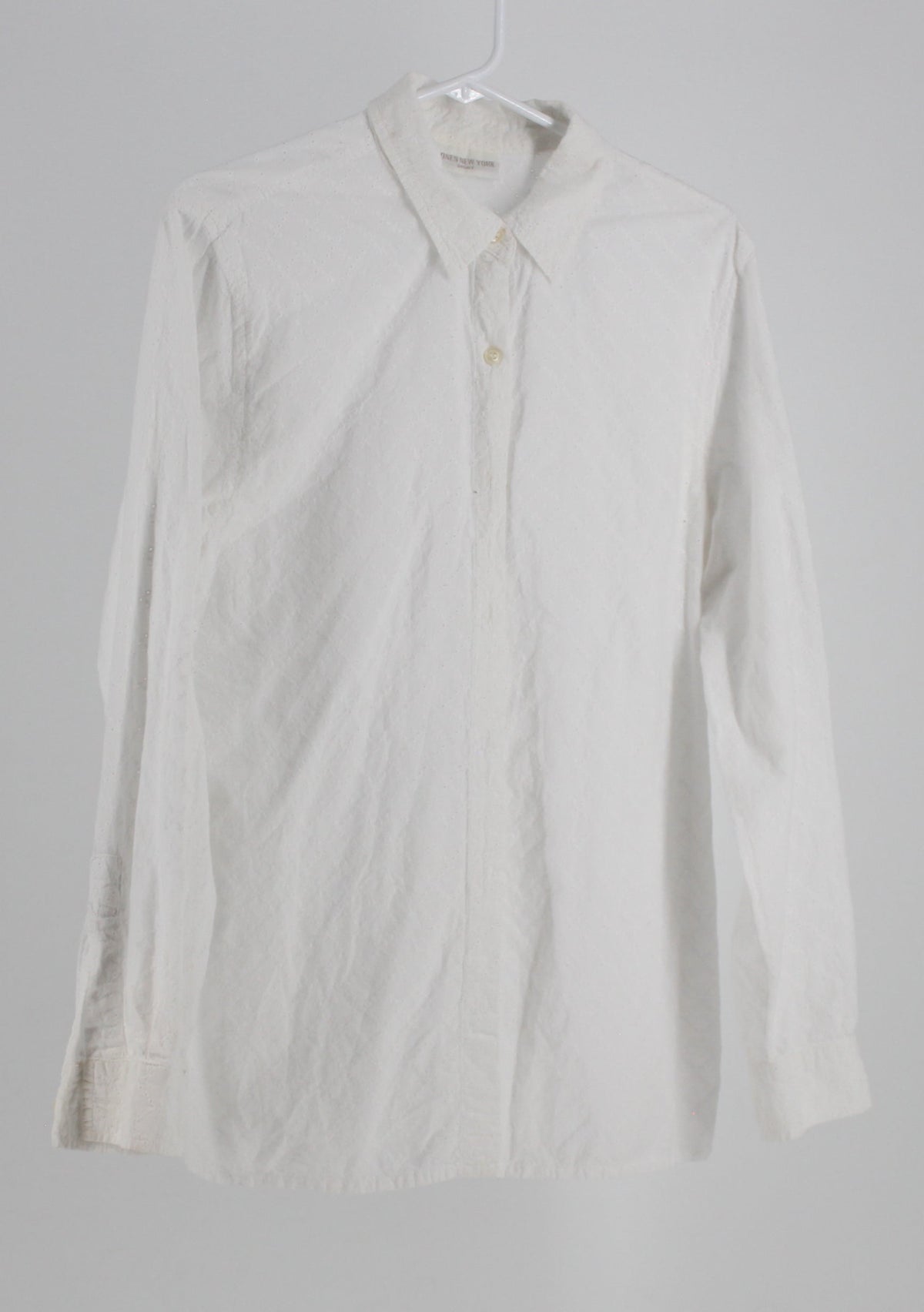 Jones New York Sport white patterned long sleeve button up shirt