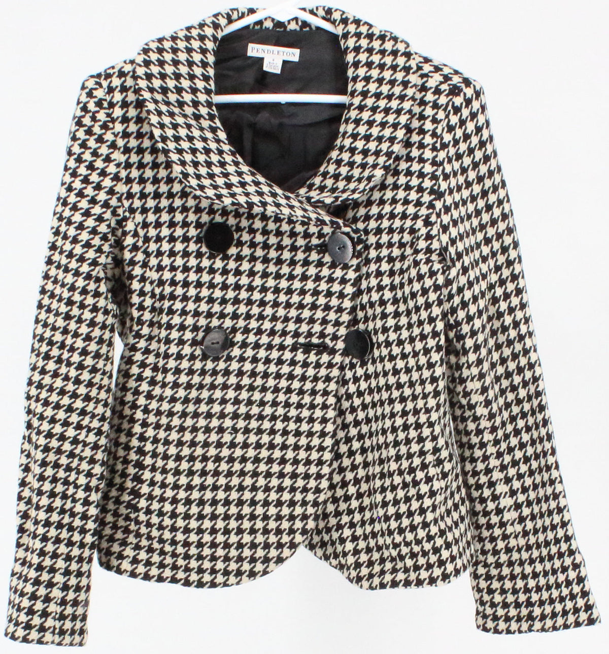 Pendleton Black and Cream Pied de Poule Short Blazer