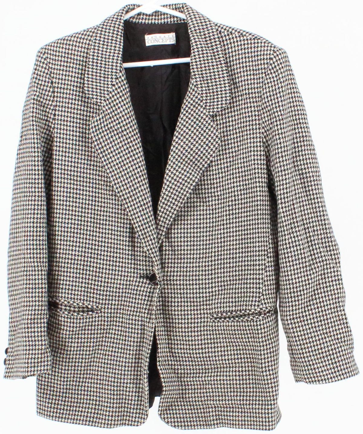 Private Concepts Black and Cream Pie de Poule Blazer