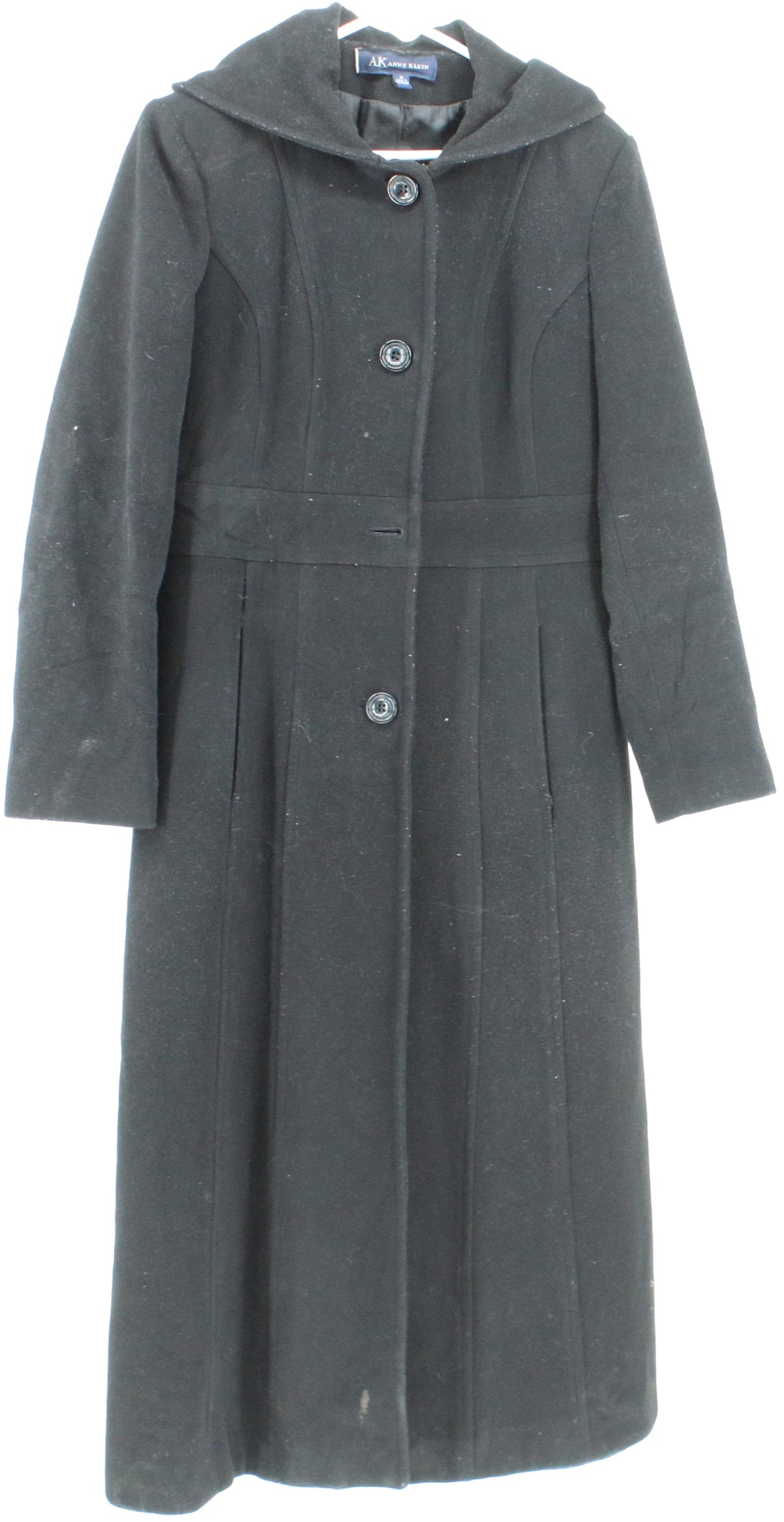 AK Anne Klein Black Hooded Long Coat