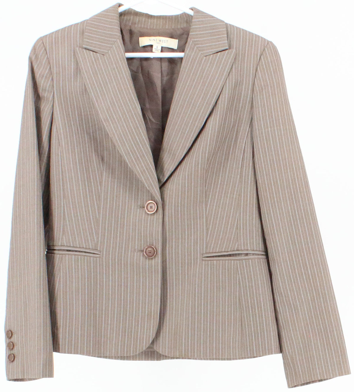 Nine West Light Brown Striped Blazer