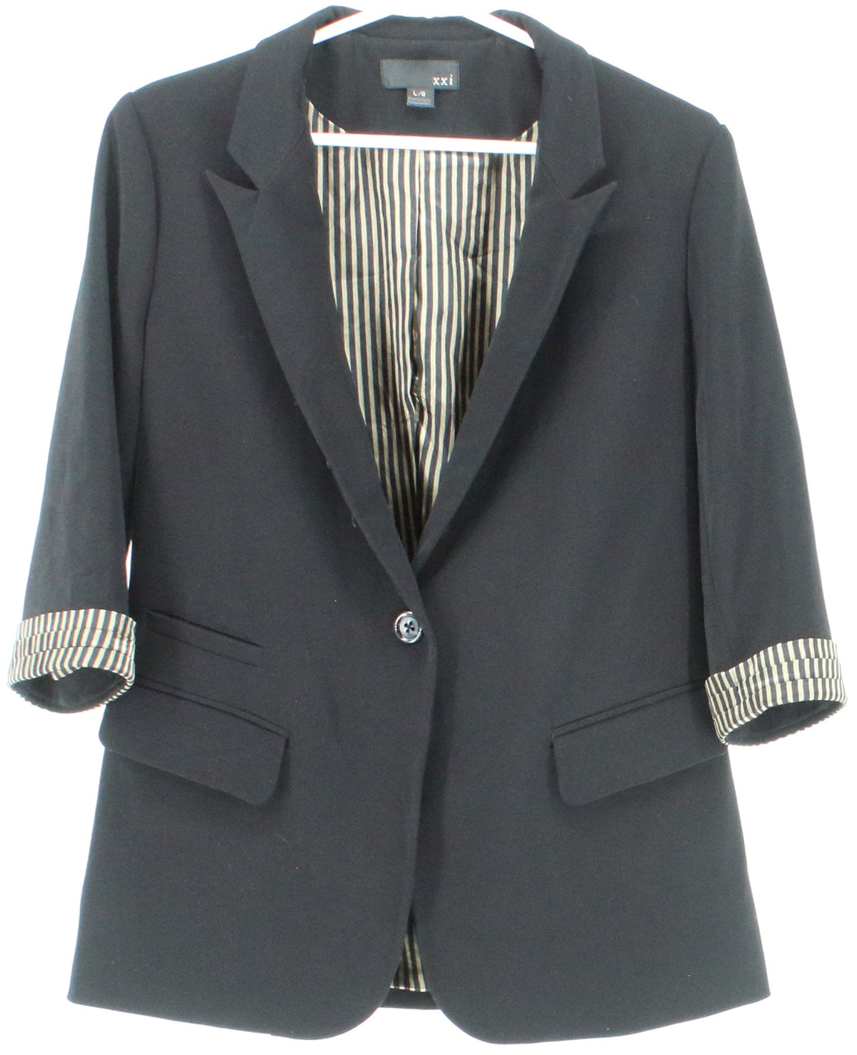 XXI Black 3/4 Blazer With Stripes on Cuffs