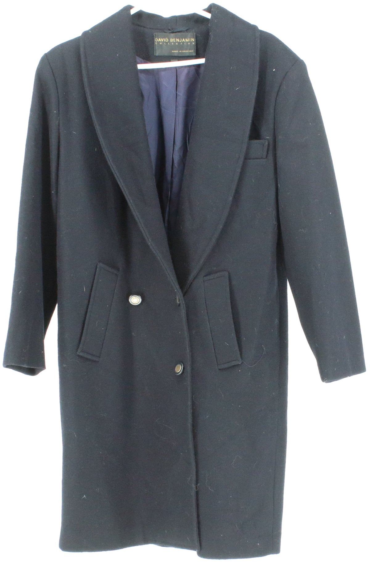 David Benjamin Navy Blue Long Women's Wool Coat