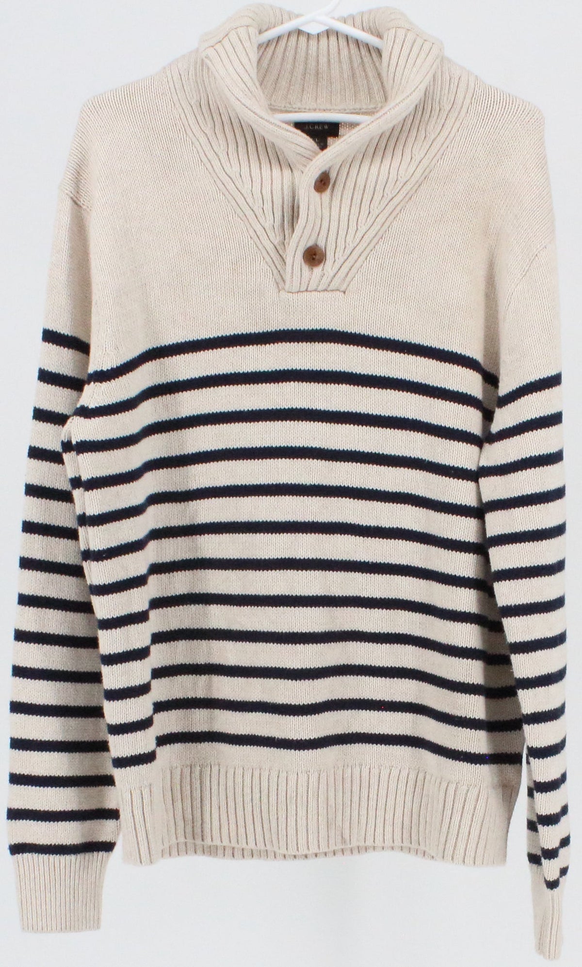 J Crew Beige and Navy Blue Striped Sweater
