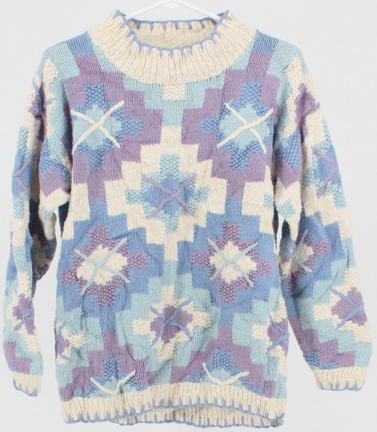 Marsh Landing Off White Blue and Purple Women's Sweater