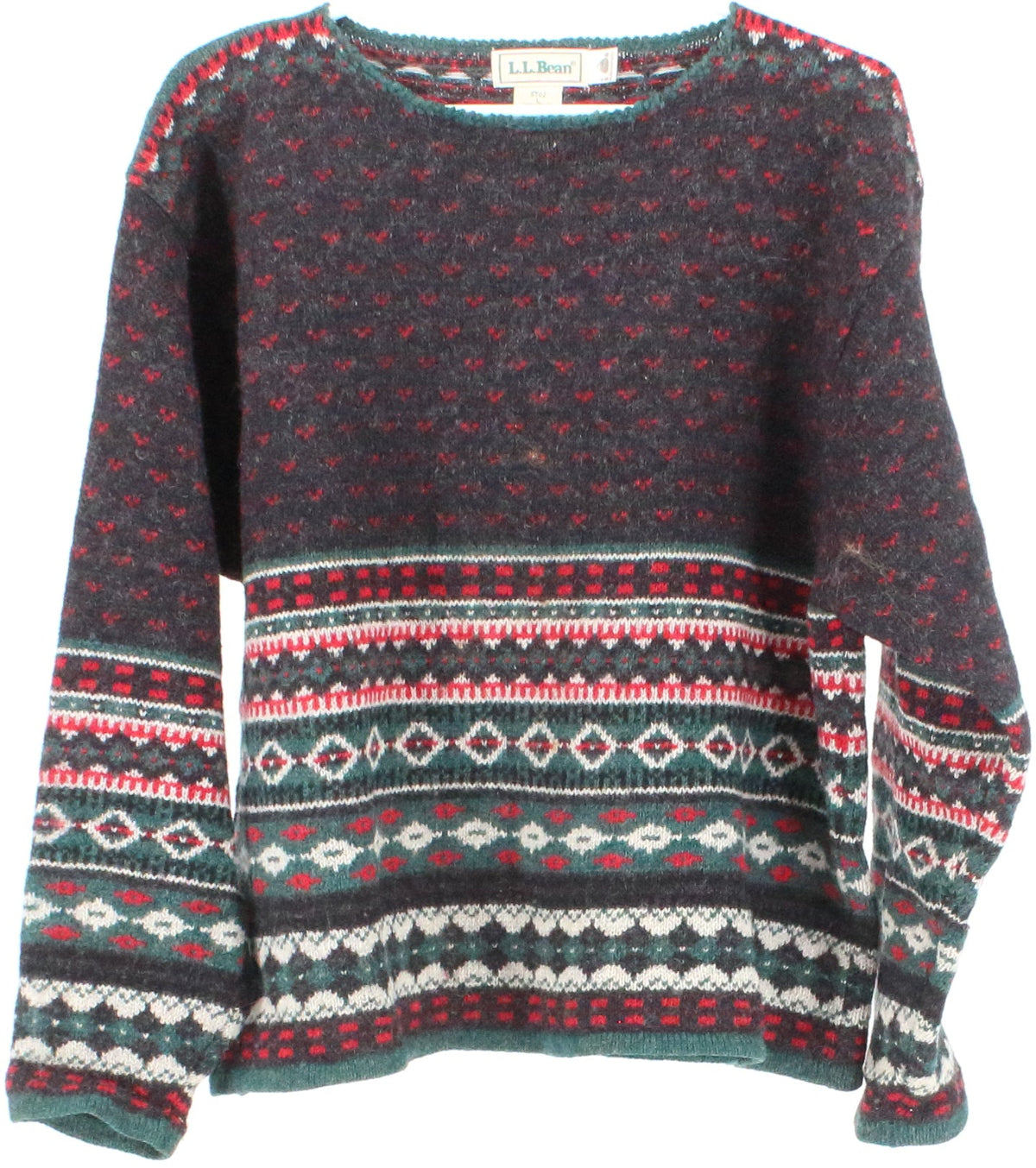 L.L.Bean Black Green and Red Women's Sweater