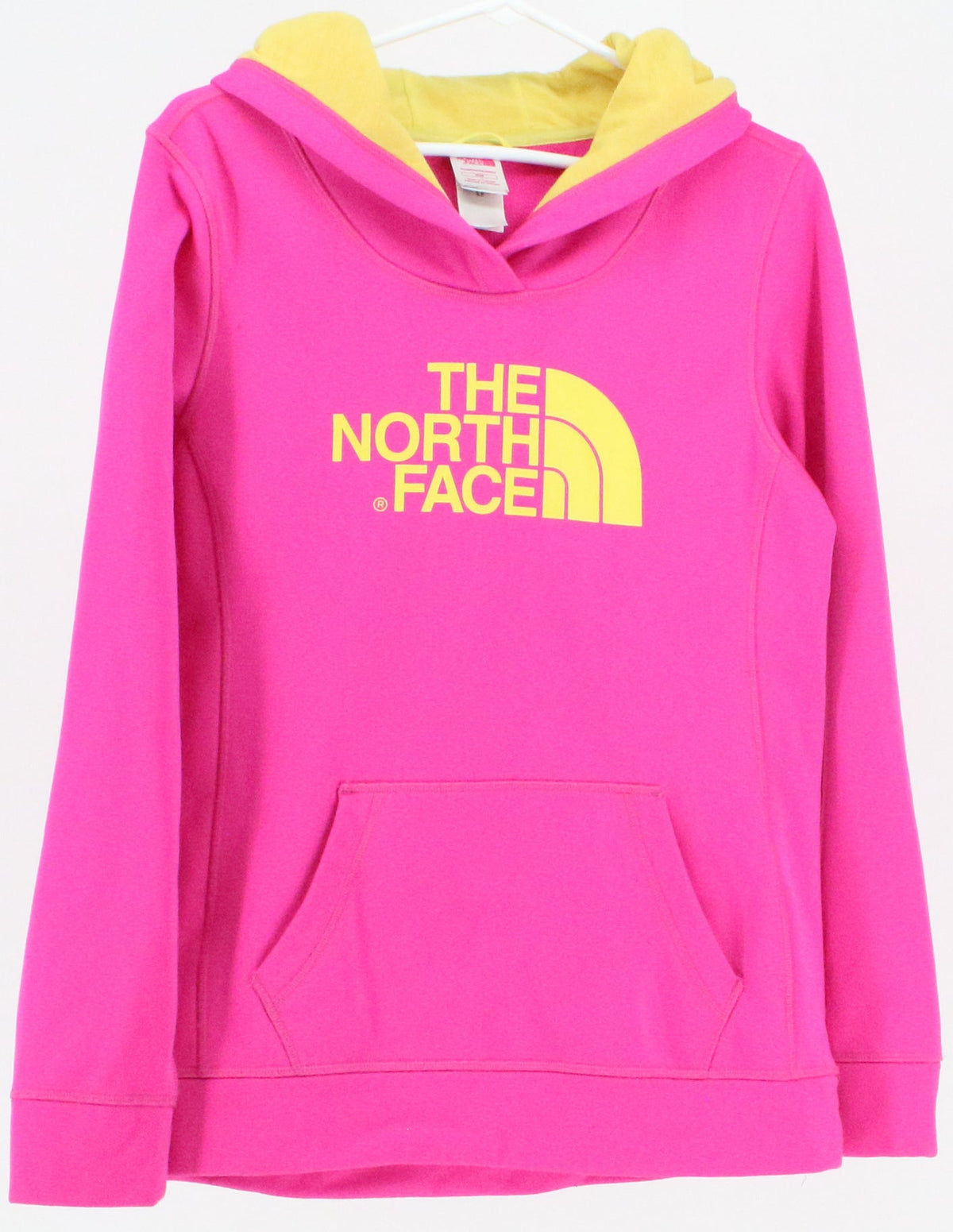 The North Face Pink and Yellow Hooded Sweatshirt