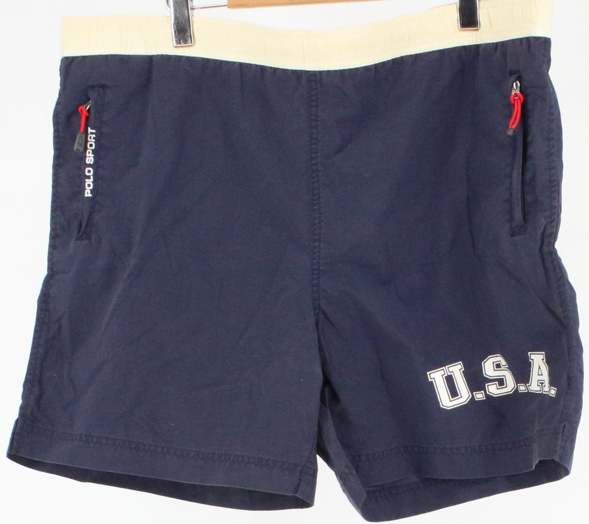 Polo Sport USA Navy Blue and Beige Nylon Shorts