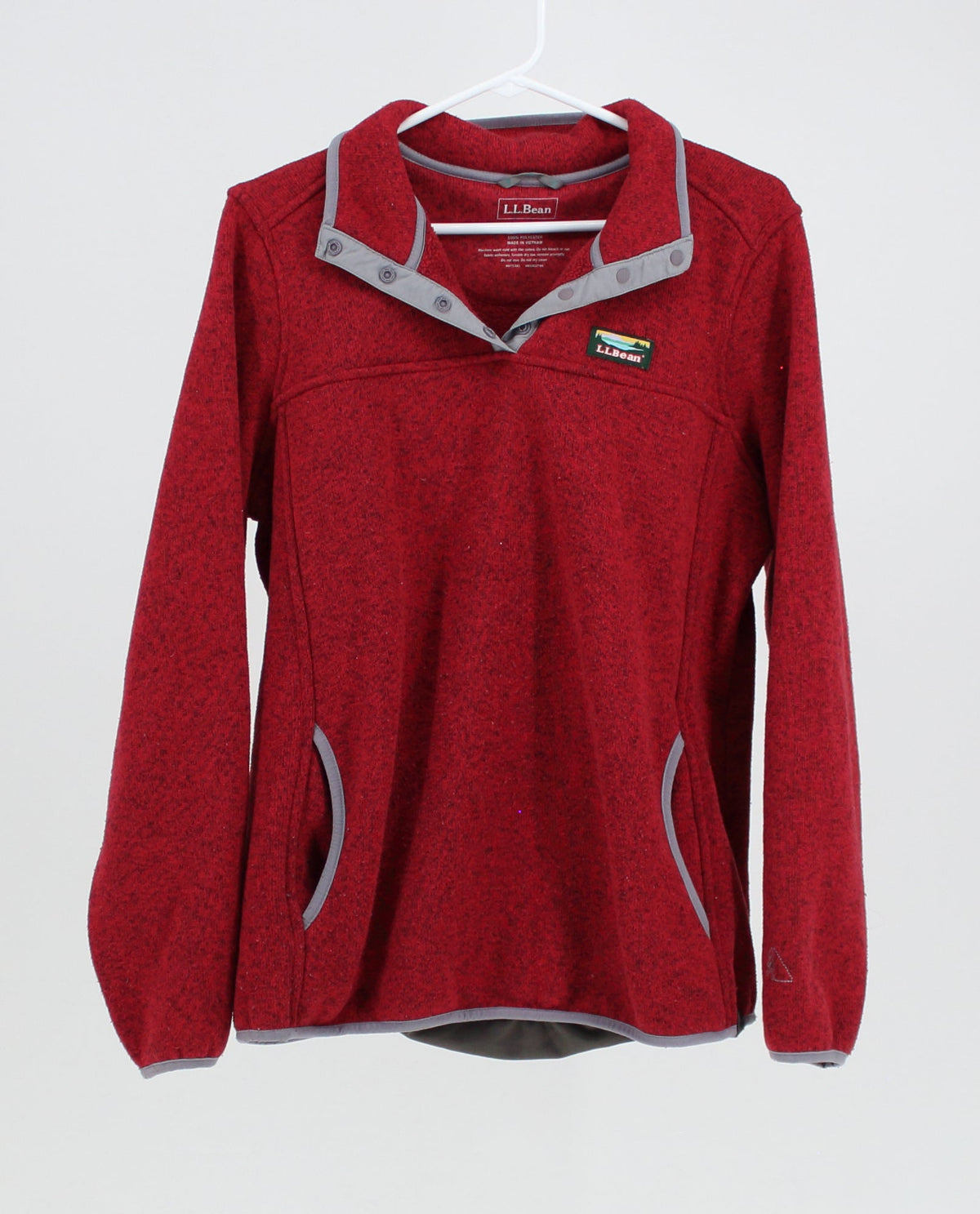 L.L.Bean Red Mid-Snap Button Closures Sweater