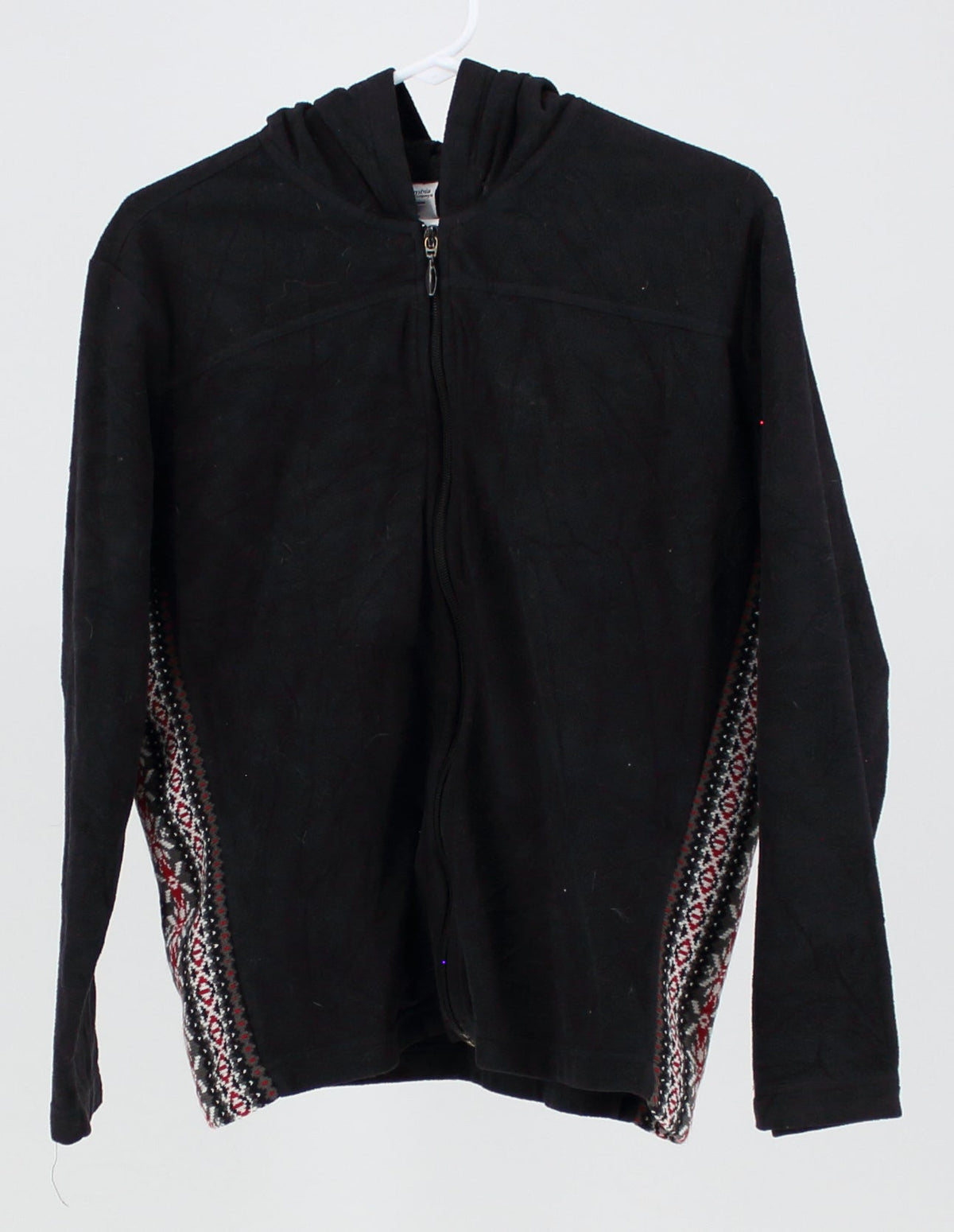 Columbia Black and Patterned Sides Fleece Zip-Up