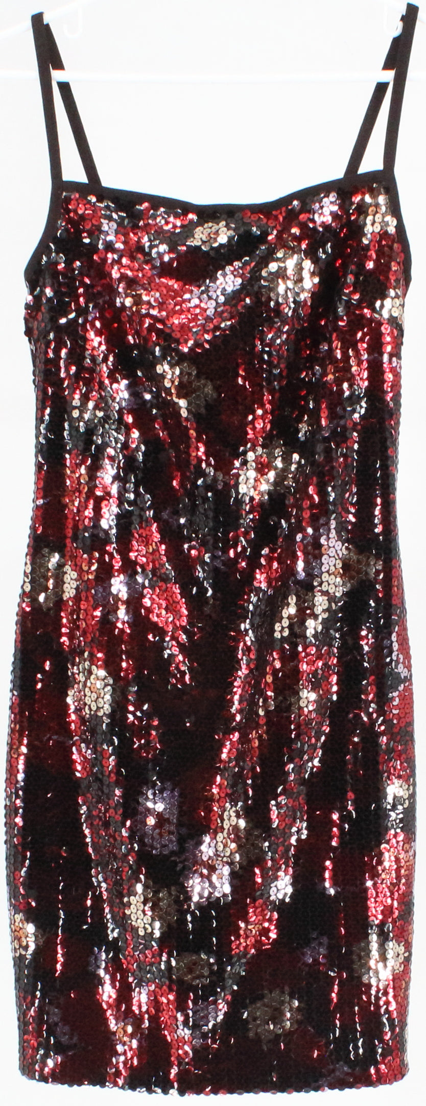 Express Red and Black Sequins Short Dress