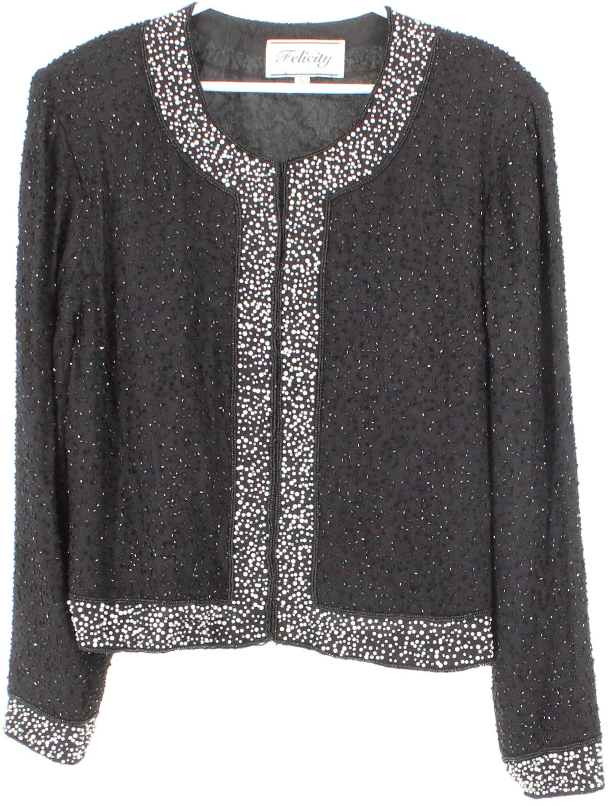 Felicity Black and White Embroidered Long Sleeve Top