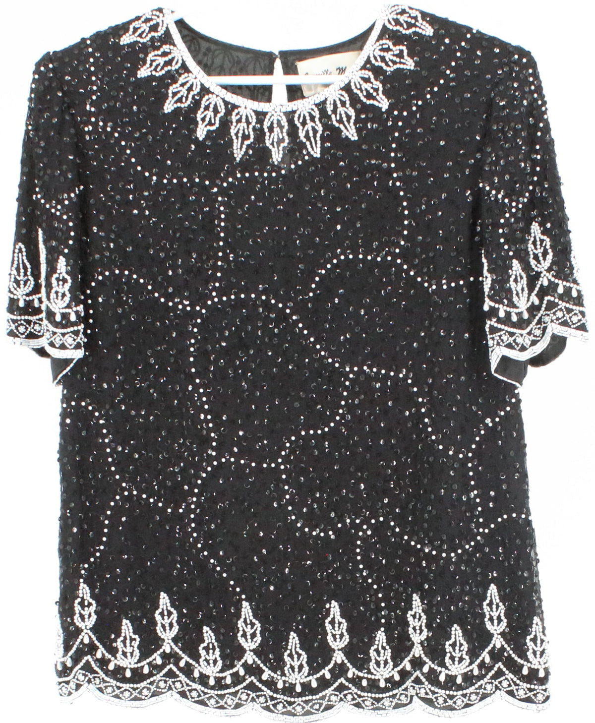 Camille Marie Black and White Embroidered Top