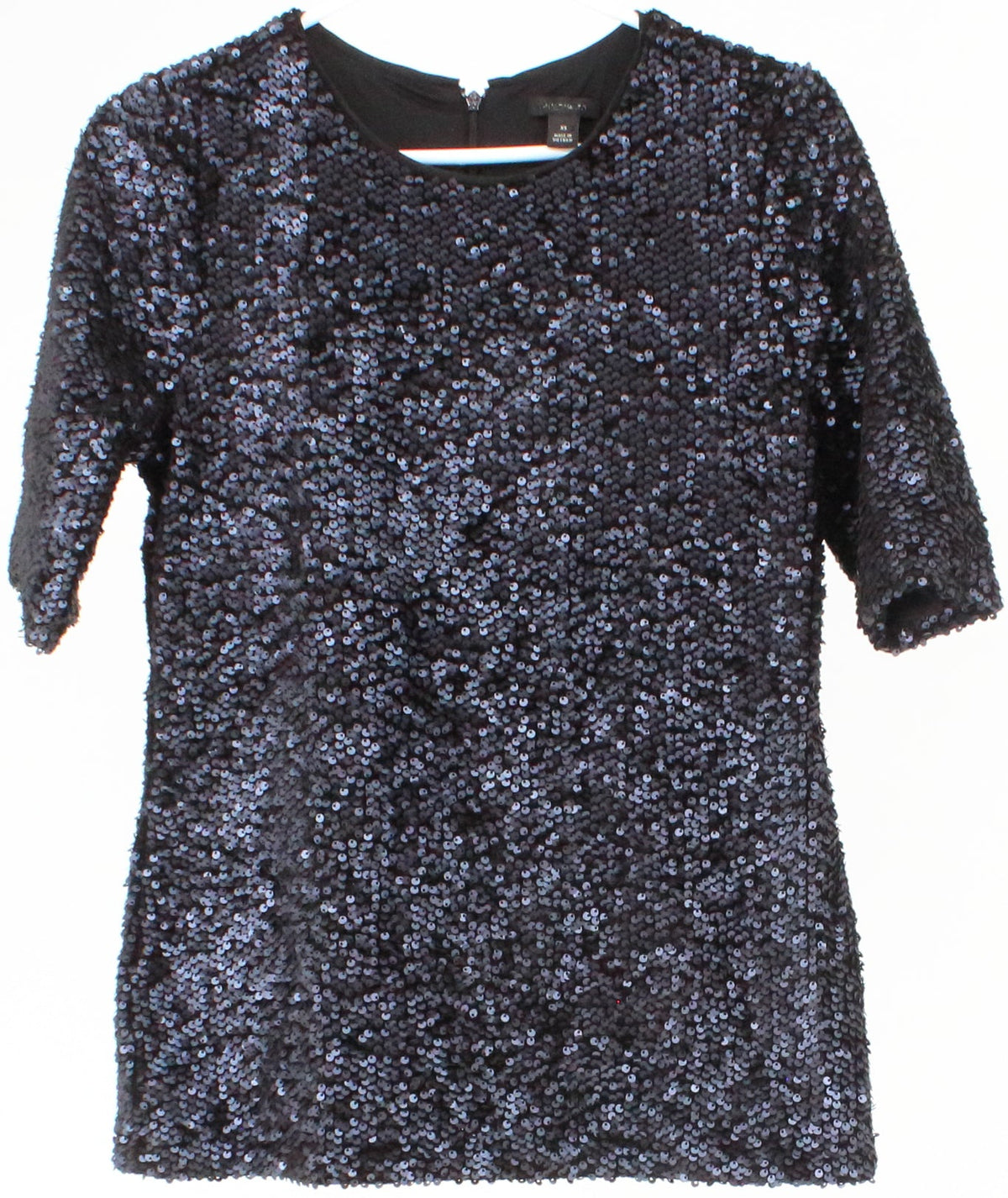 Blue Sequins Short Sleeve Top