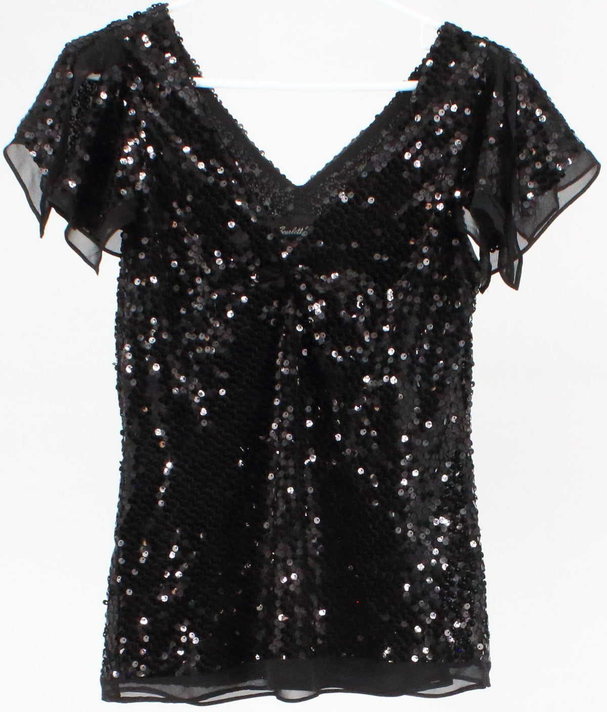 Scarlett Night Black V Neck Sequins Top