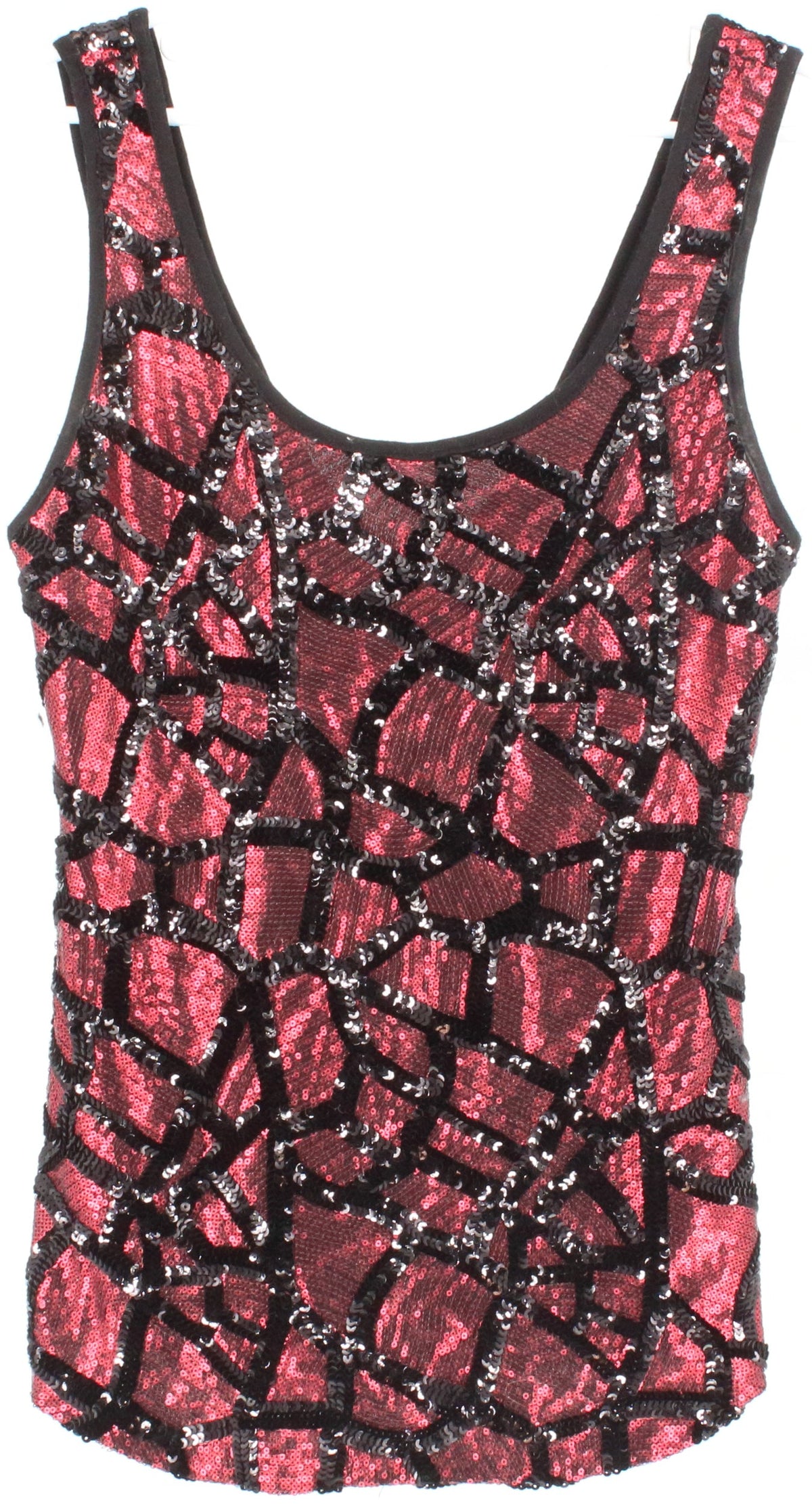 BKE Boutique Red and Black Sequins Sleeveless Top
