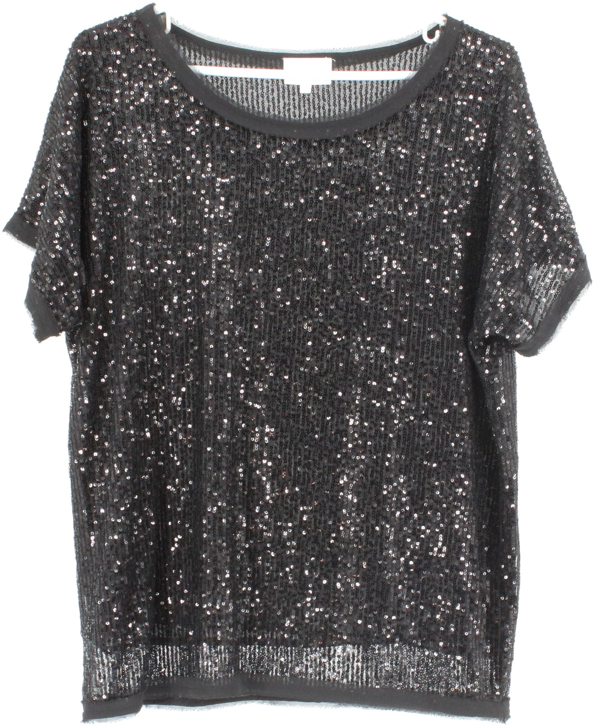 Entro Black Short Sleeve Sequins Top