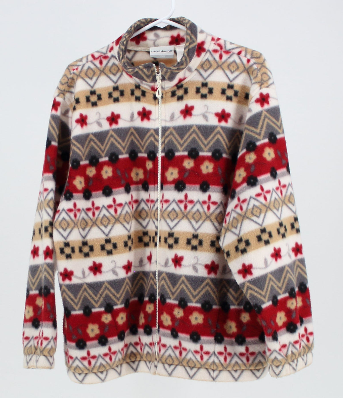 Alfred Dunner Multi Coloured and Patterned Zip-Up Sweater