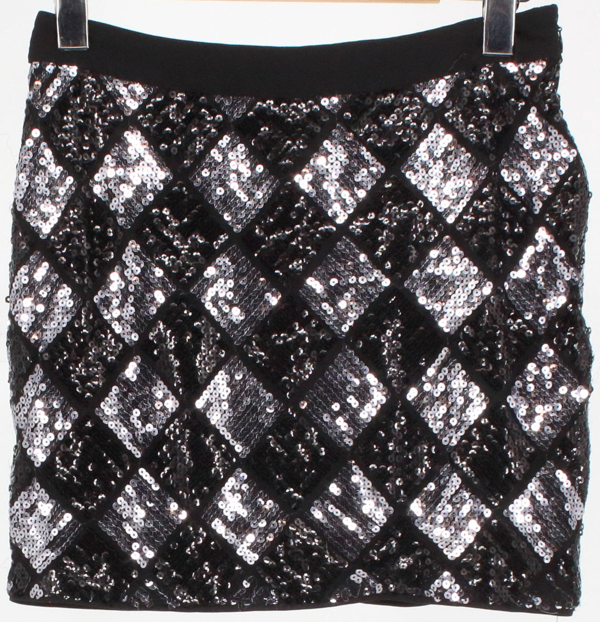 Forever 21 Black and Silver Sequins Mini Skirt