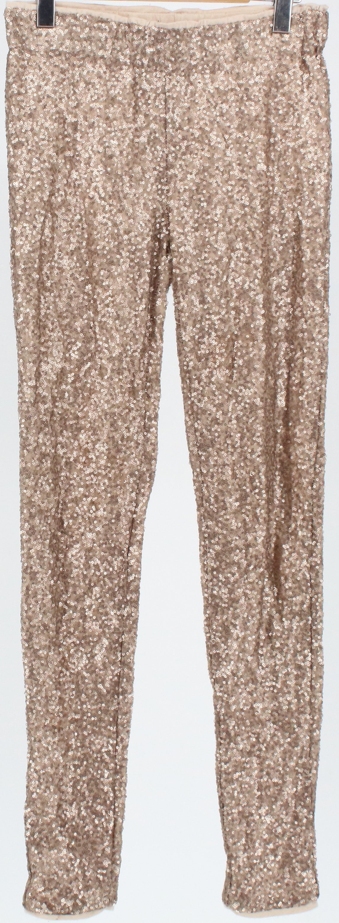 May & July Matte Gold Sequins Legging Pants