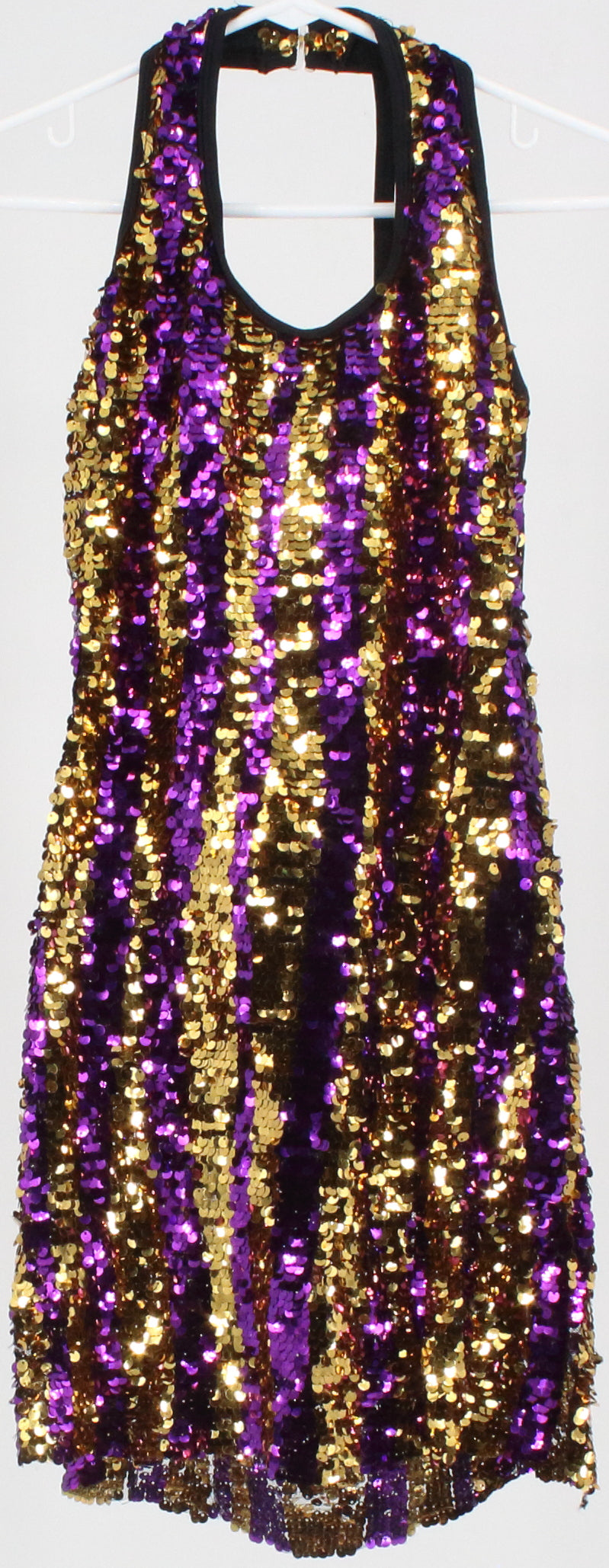 Revolution Dancewear Purple and Gold Sequins Bodysuit Mini Dress