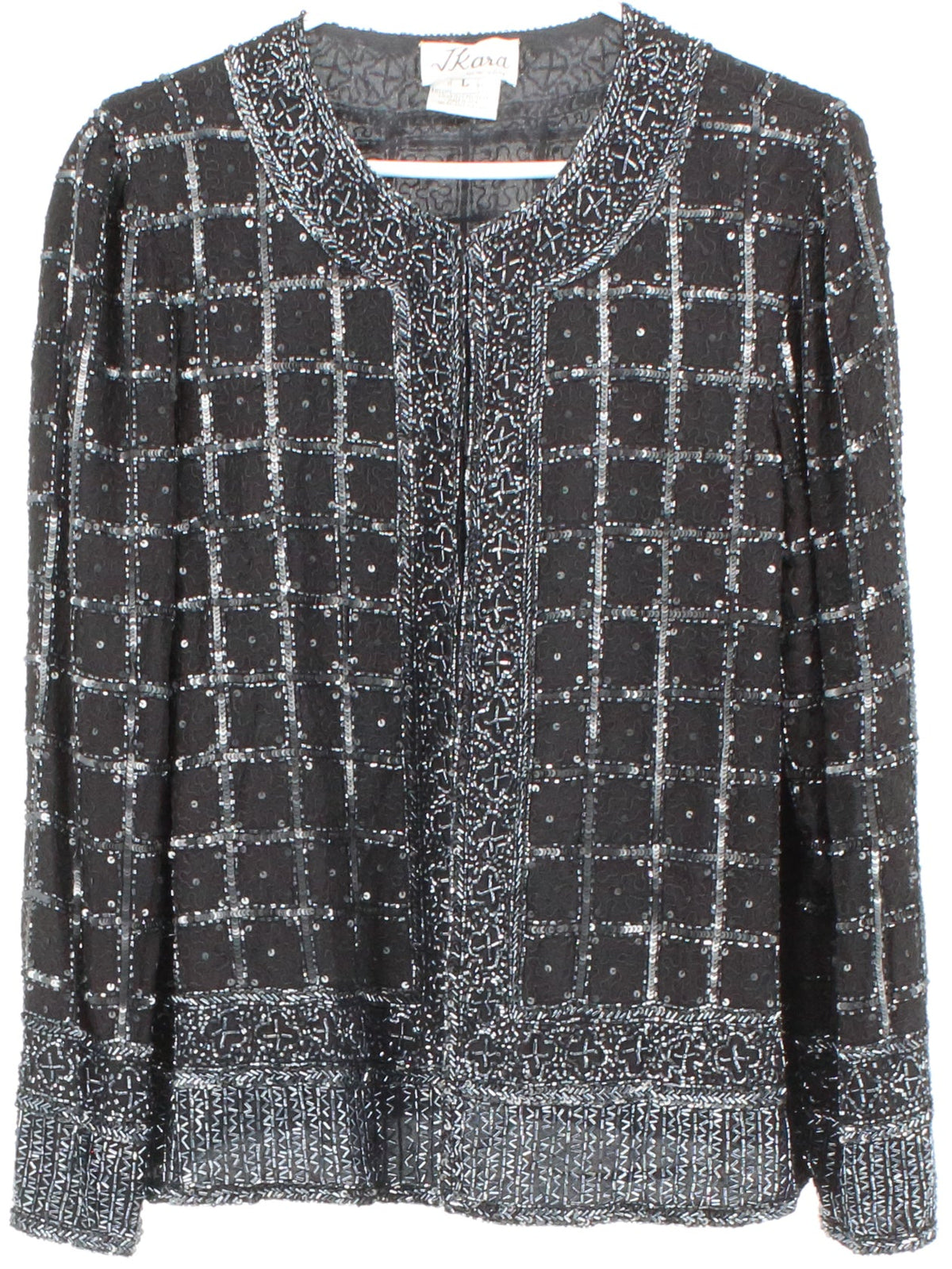 Ikara New York Black and Blue Embroidered Long Sleeve Top